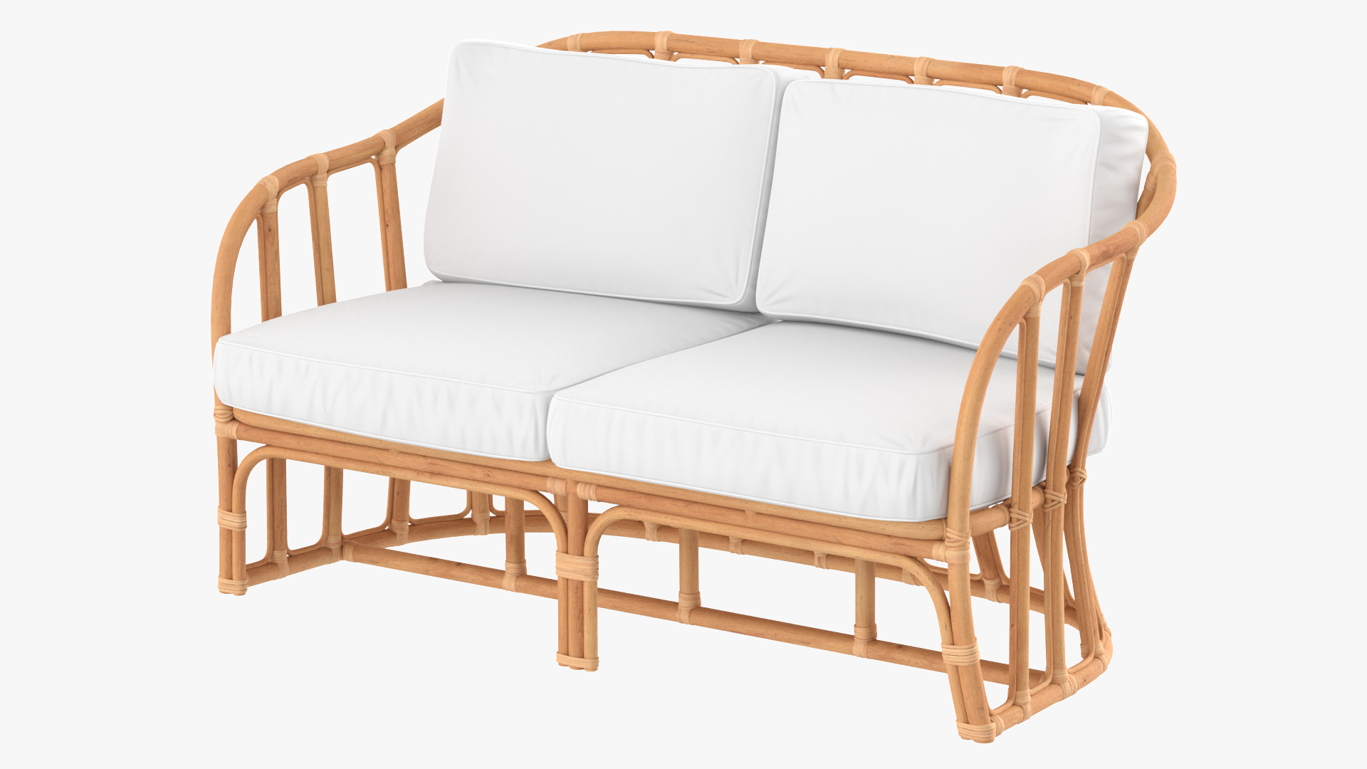 Vintage Rattan Furniture with Cushions Set 3D