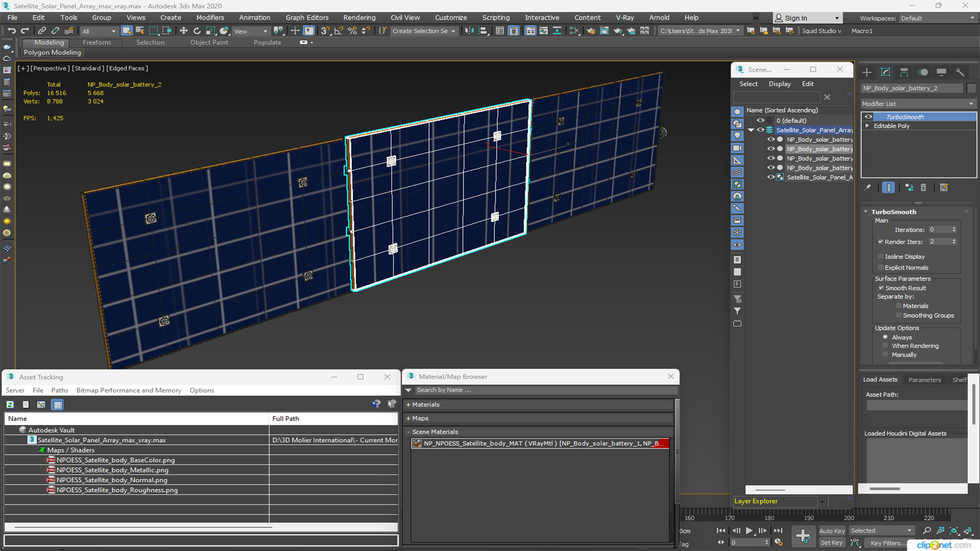 Satellite Solar Panel Array 3D