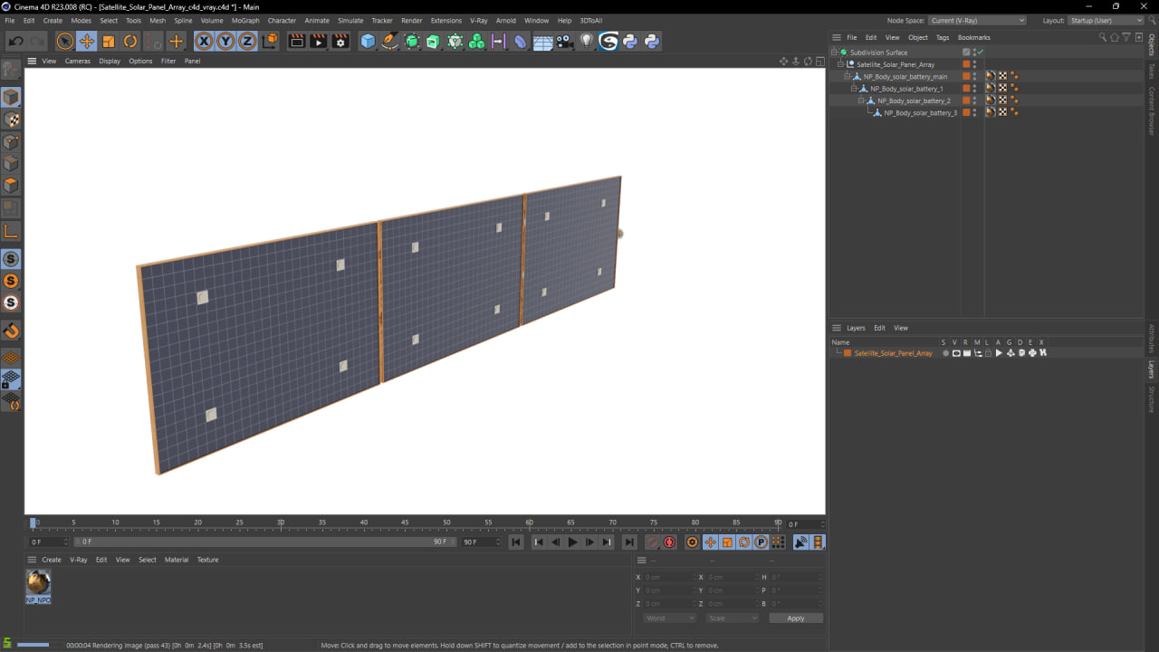 Satellite Solar Panel Array 3D