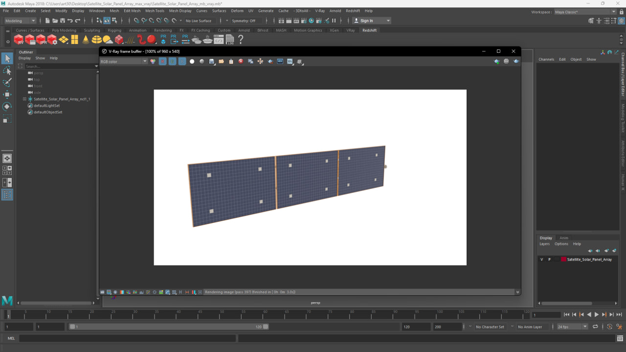 Satellite Solar Panel Array 3D