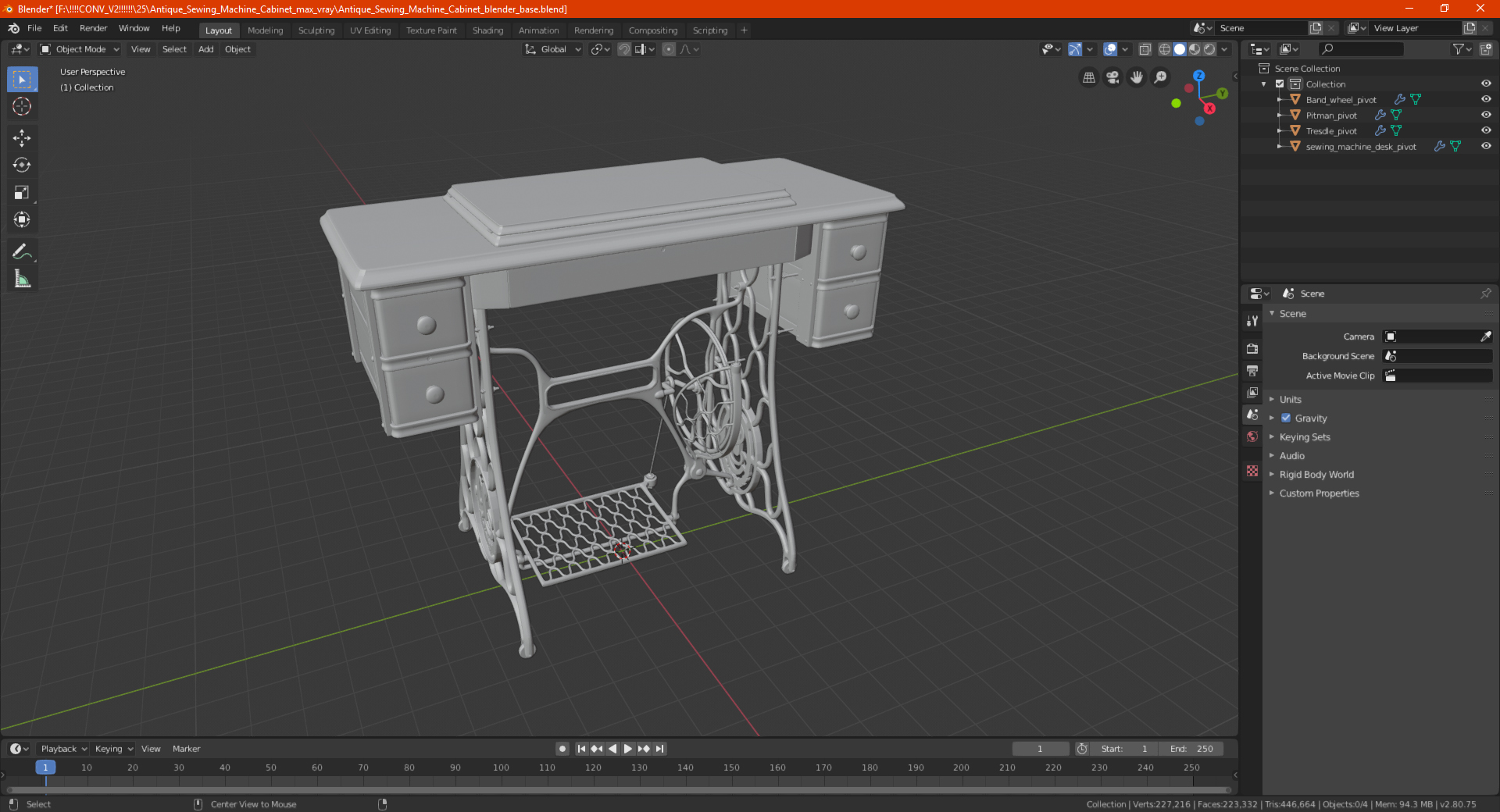 3D model Antique Sewing Machine Cabinet