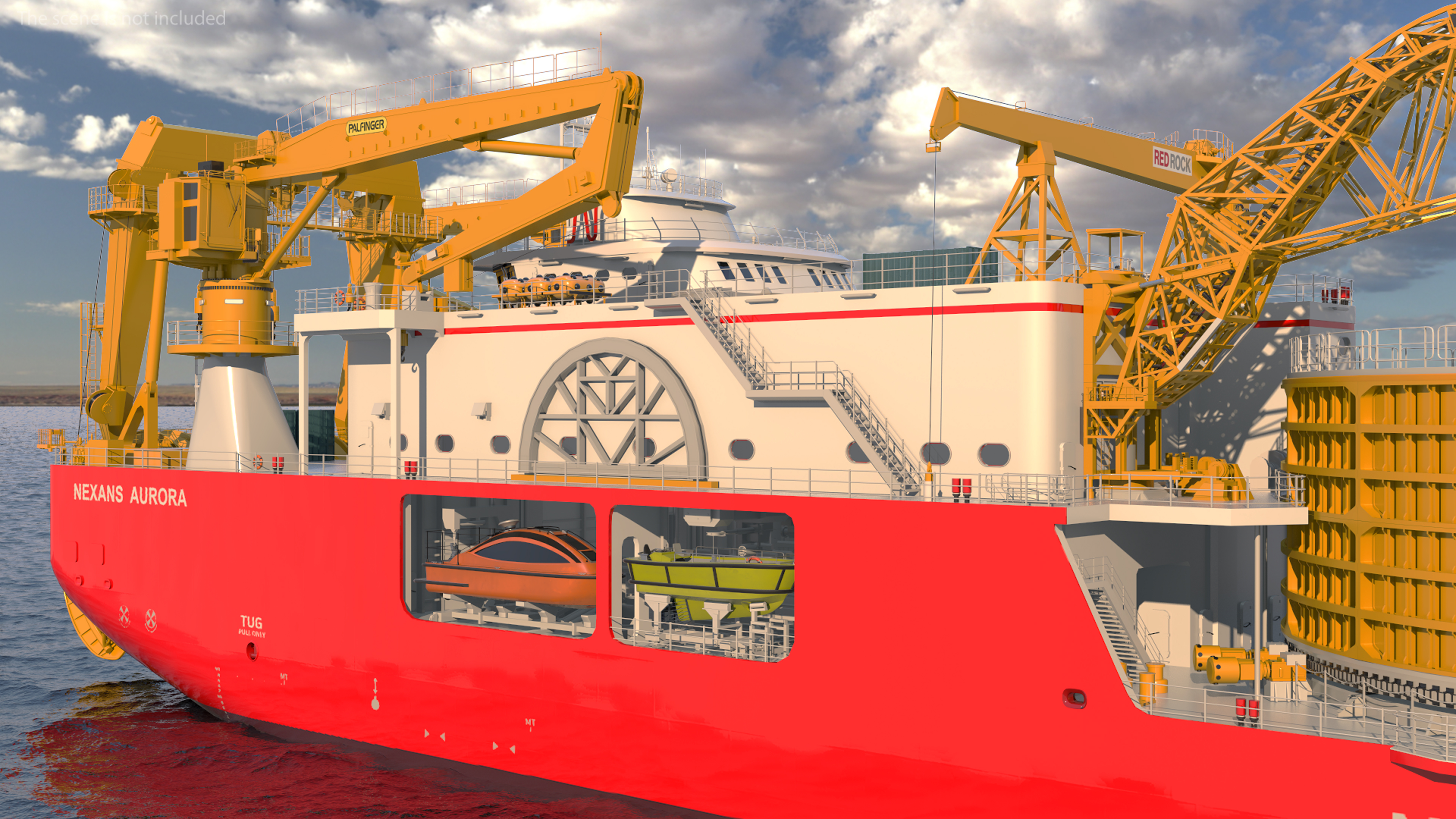 Nexans Aurora Cable Layer Vessel Rigged 3D model