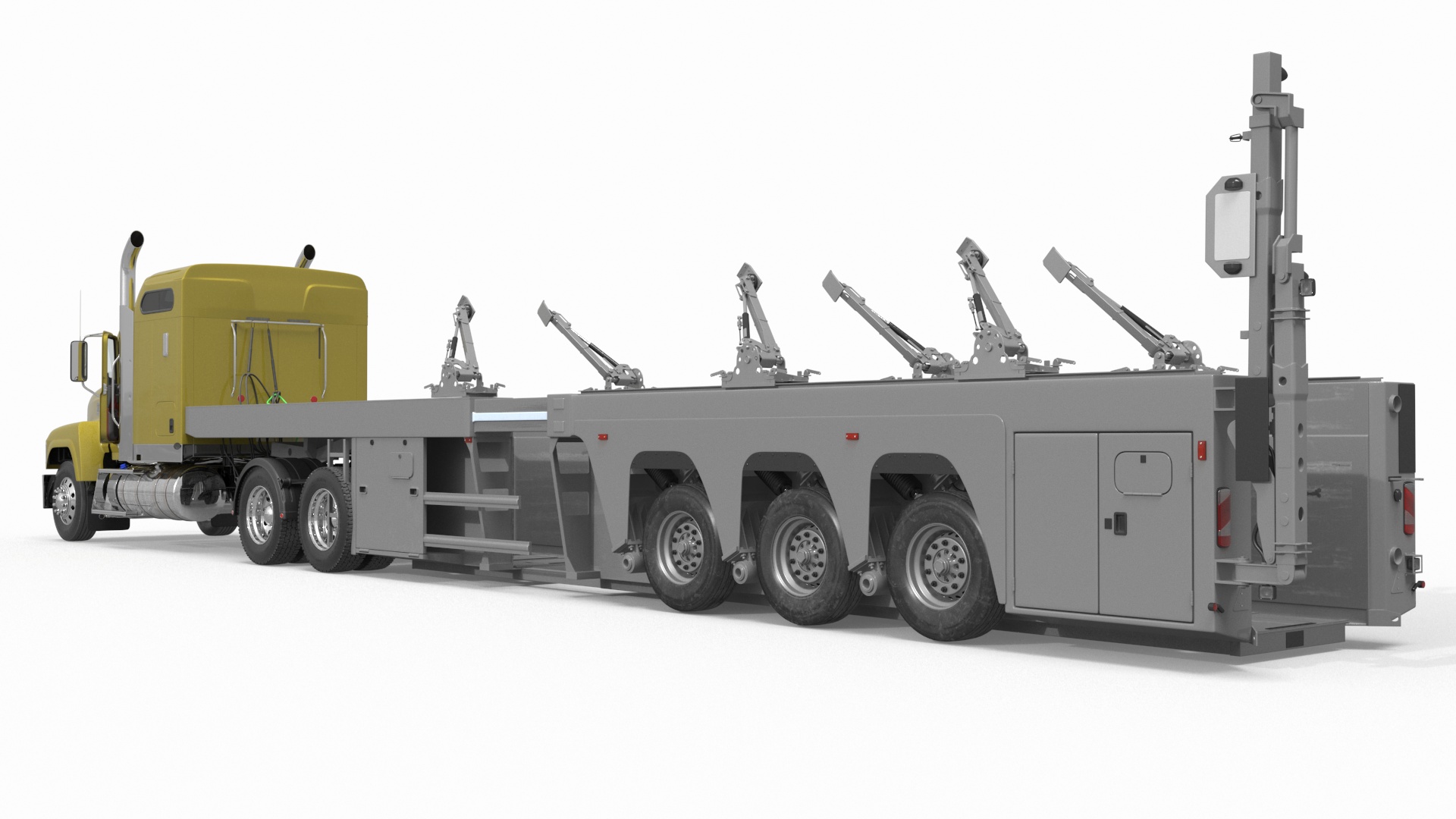 Freight Truck with Concrete Panel Semi Trailer Empty Rigged 3D model