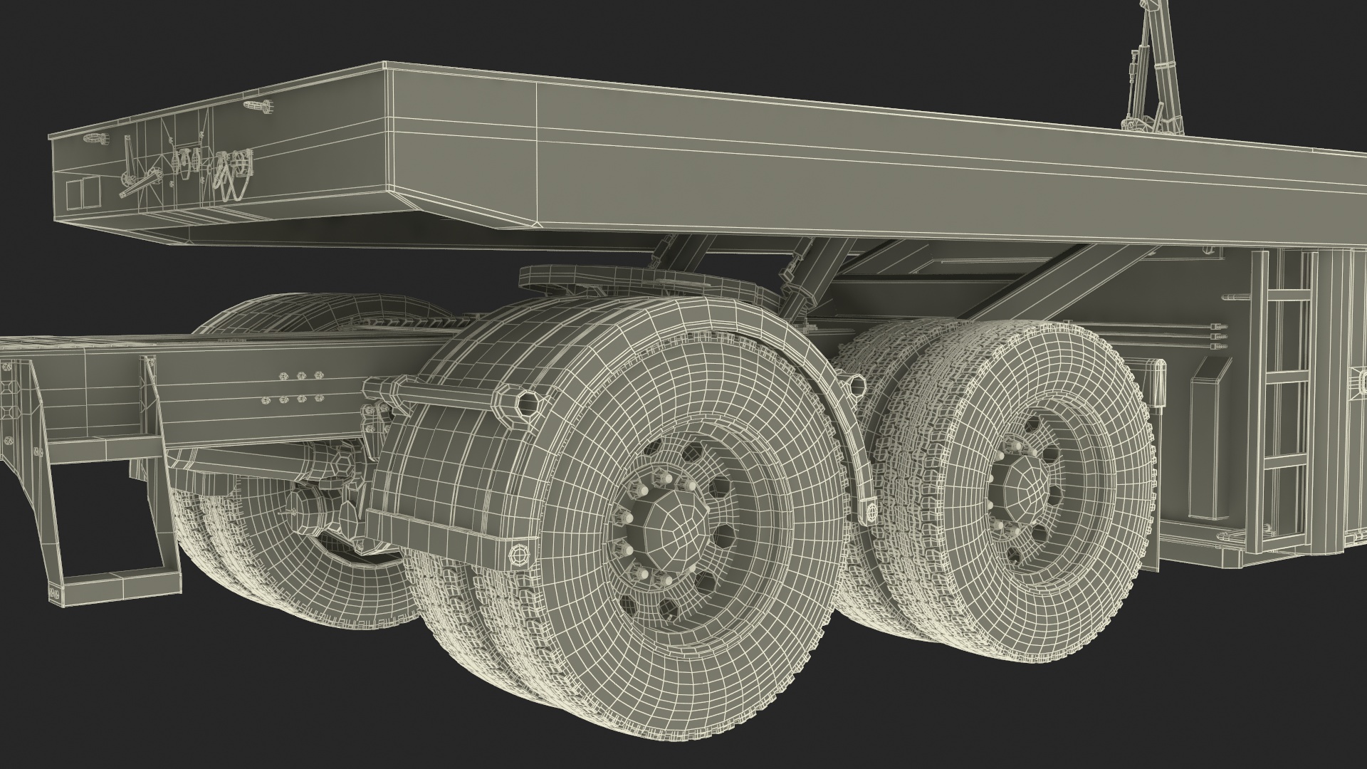 Freight Truck with Concrete Panel Semi Trailer Empty Rigged 3D model