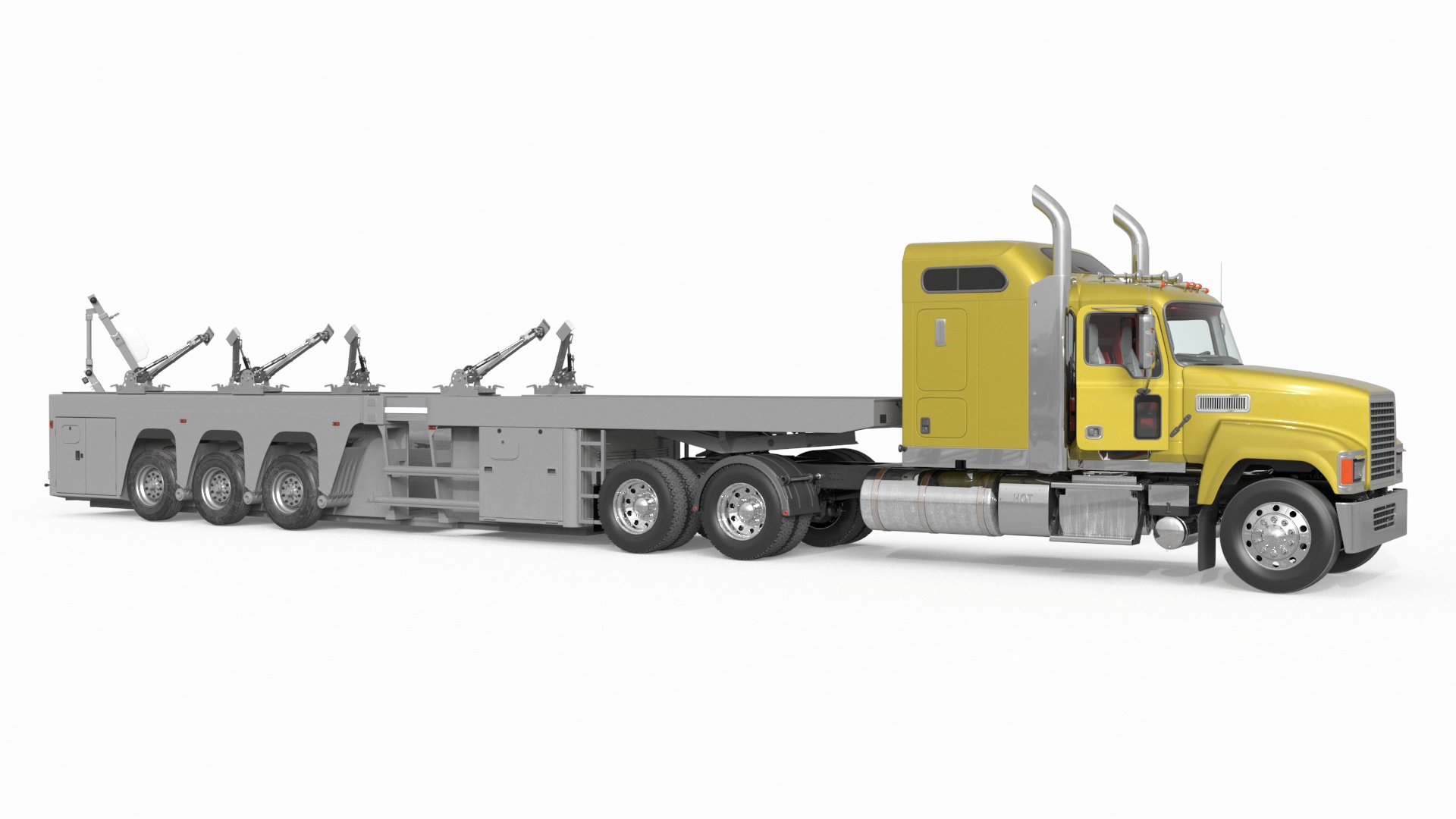 Freight Truck with Concrete Panel Semi Trailer Empty Rigged 3D model