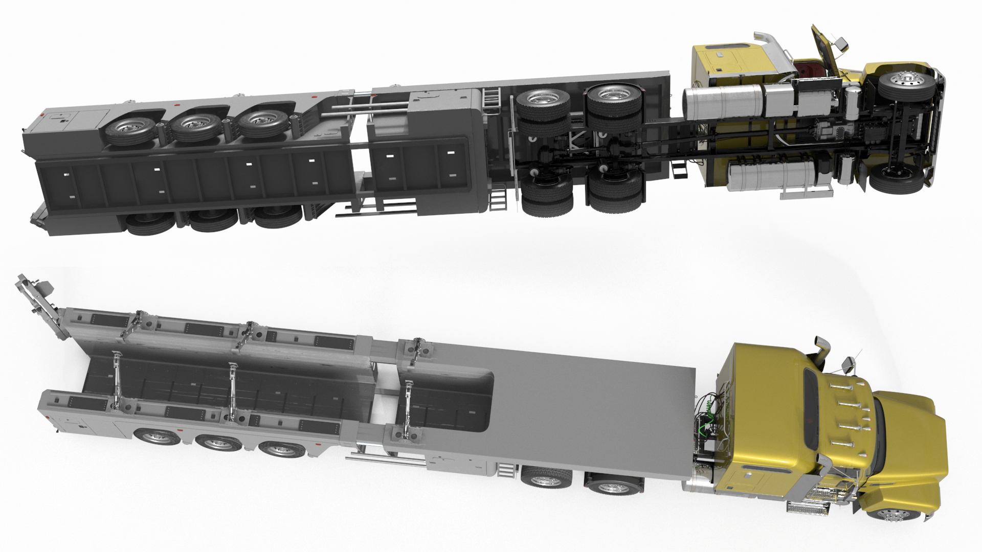 Freight Truck with Concrete Panel Semi Trailer Empty Rigged 3D model