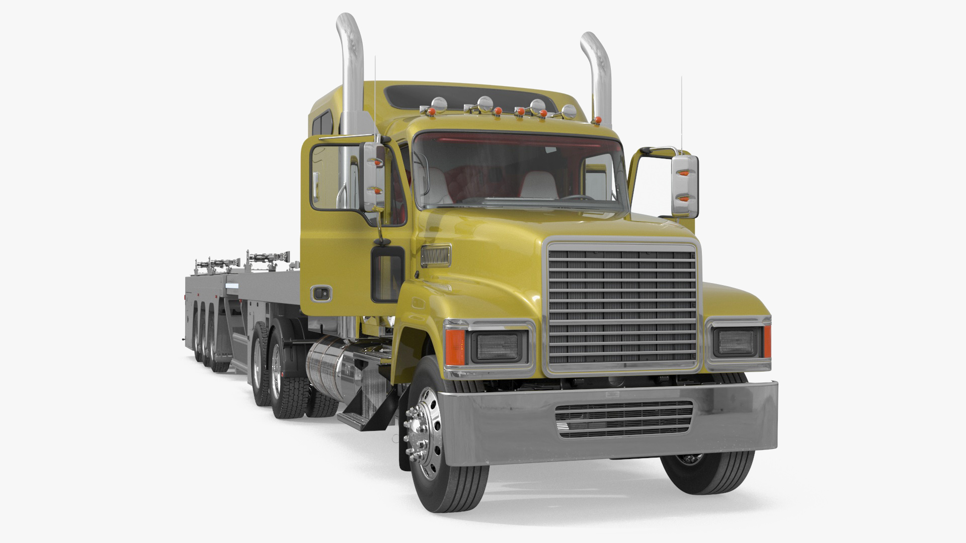 Freight Truck with Concrete Panel Semi Trailer Empty Rigged 3D model