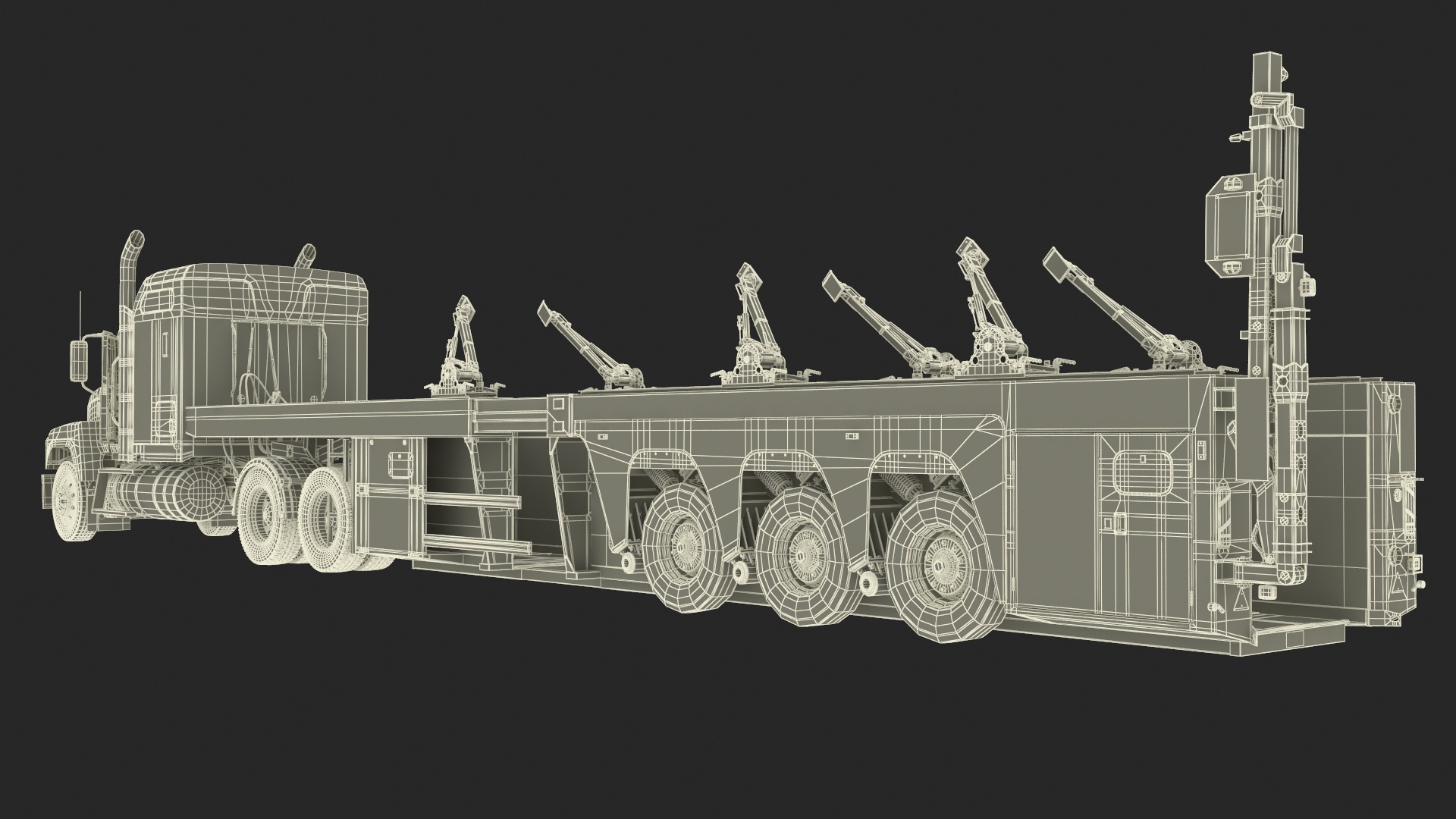Freight Truck with Concrete Panel Semi Trailer Empty Rigged 3D model