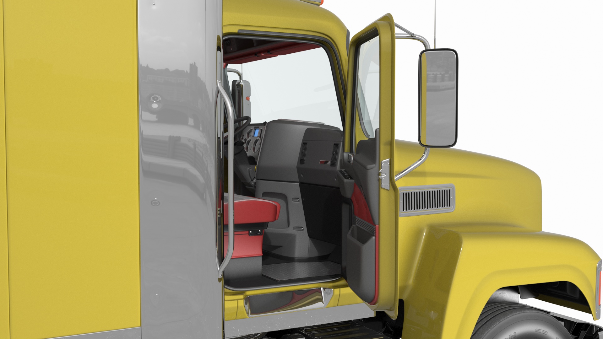 Freight Truck with Concrete Panel Semi Trailer Empty Rigged 3D model
