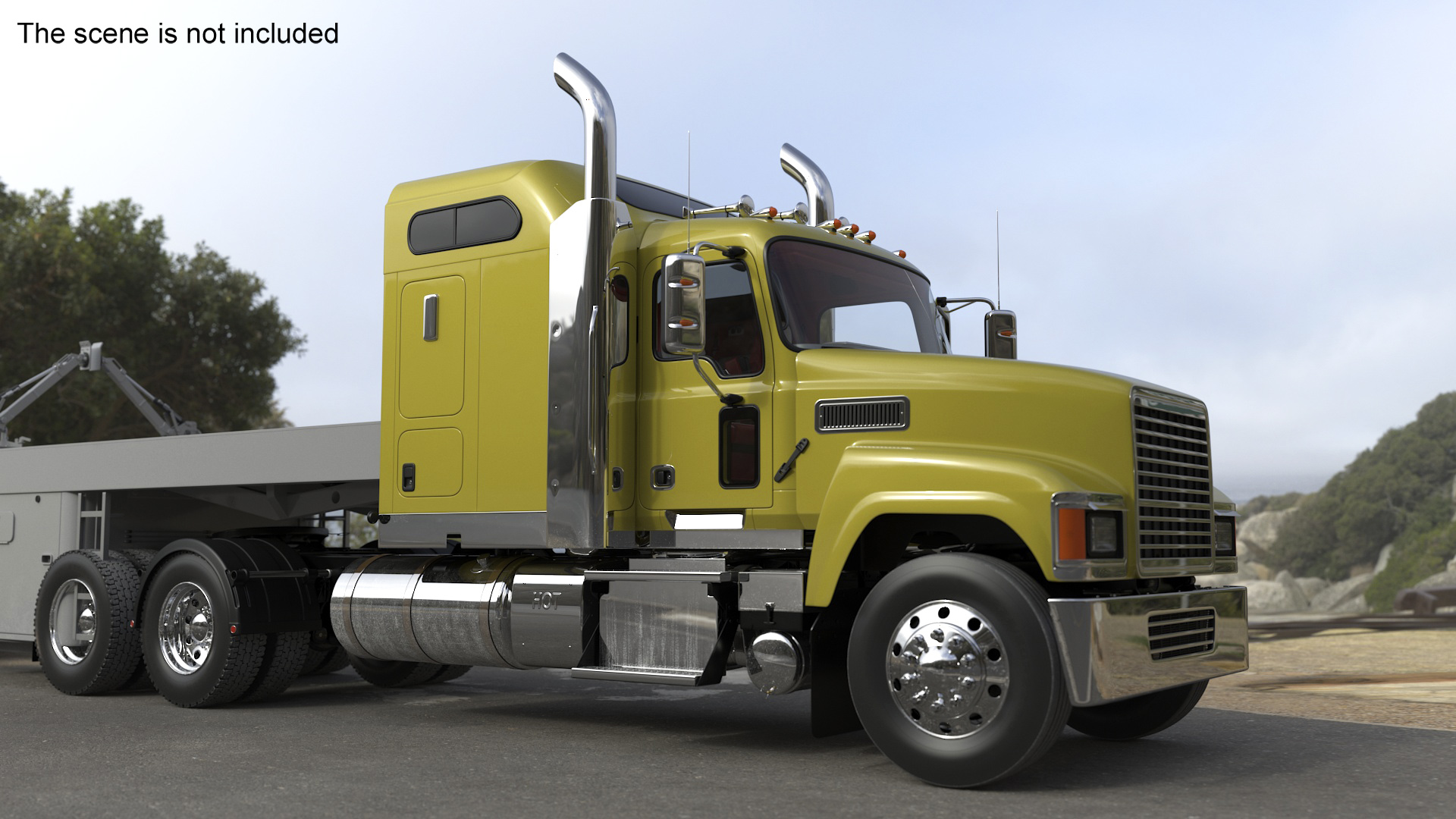 Freight Truck with Concrete Panel Semi Trailer Empty Rigged 3D model
