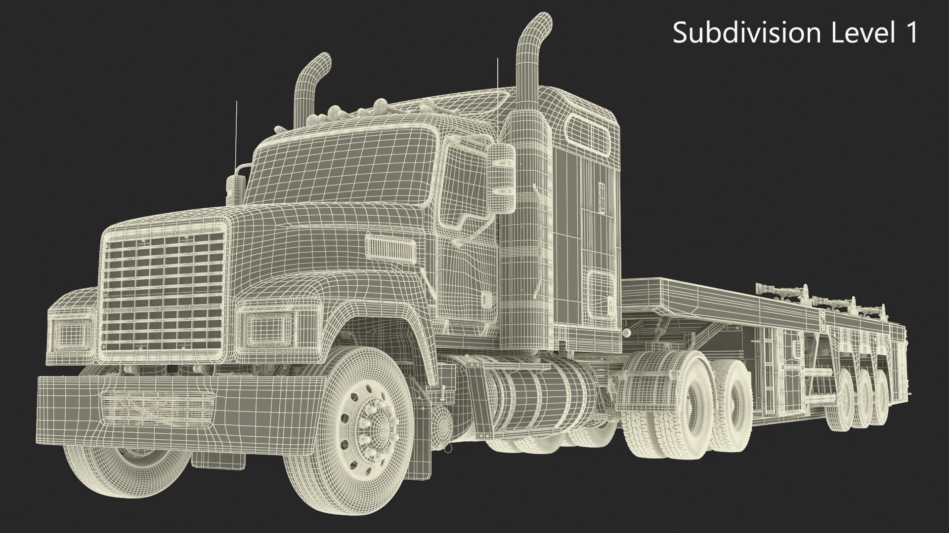 Freight Truck with Concrete Panel Semi Trailer Empty Rigged 3D model