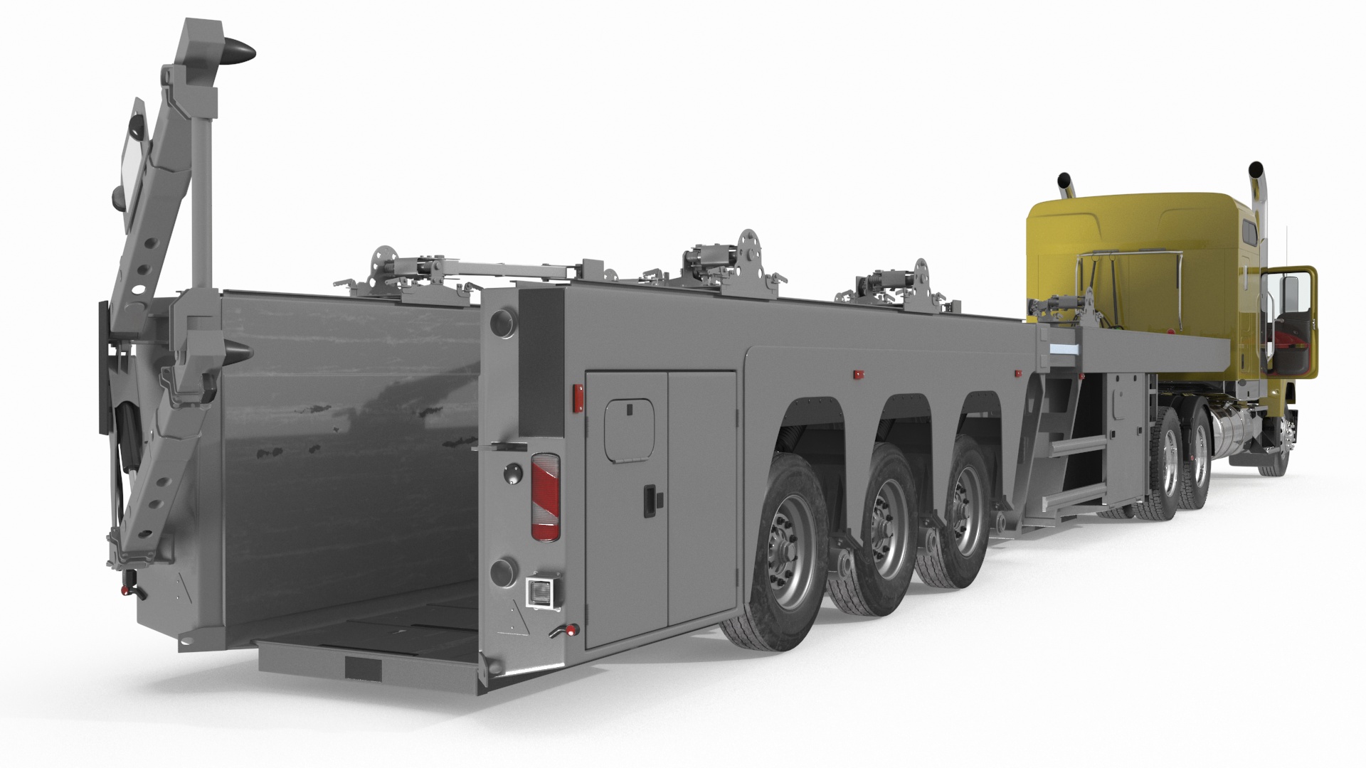 Freight Truck with Concrete Panel Semi Trailer Empty Rigged 3D model