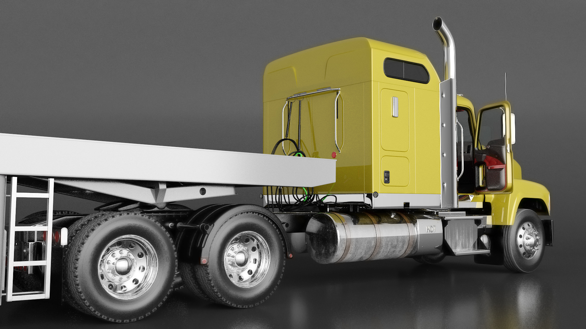 Freight Truck with Concrete Panel Semi Trailer Empty Rigged 3D model