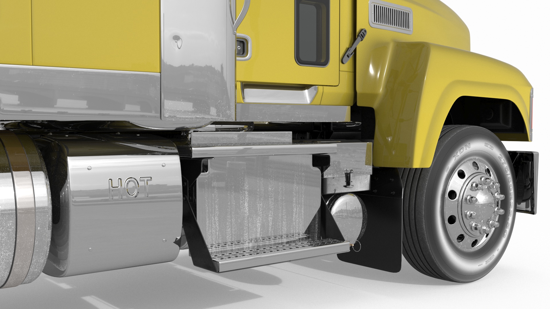 Freight Truck with Concrete Panel Semi Trailer Empty Rigged 3D model
