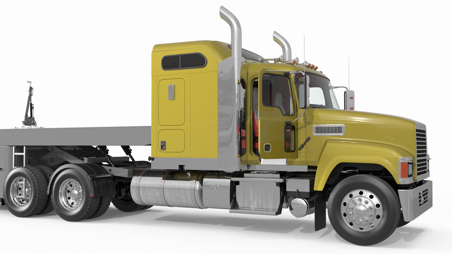 Freight Truck with Concrete Panel Semi Trailer Empty Rigged 3D model