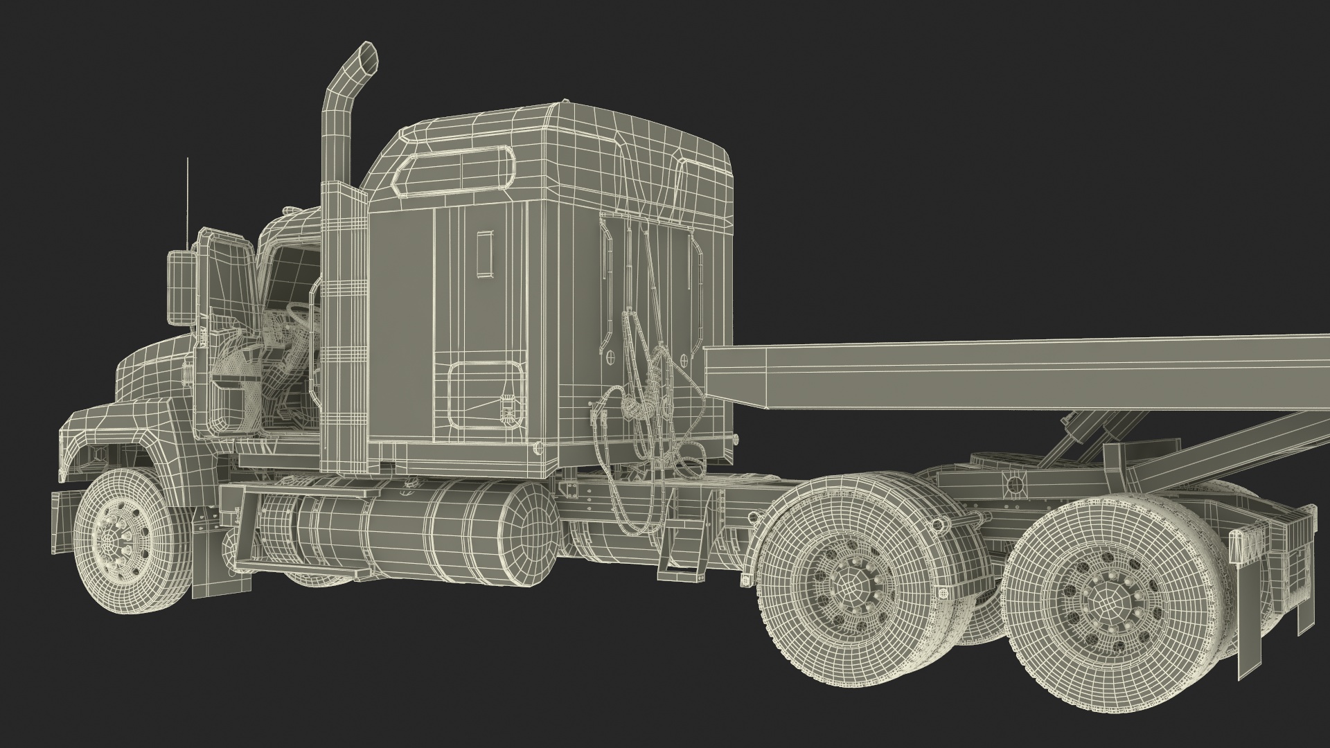 Freight Truck with Concrete Panel Semi Trailer Empty Rigged 3D model