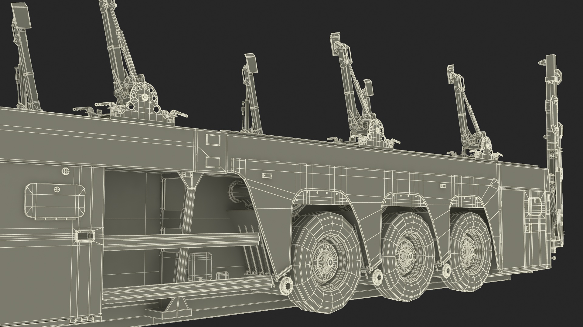 Freight Truck with Concrete Panel Semi Trailer Empty Rigged 3D model