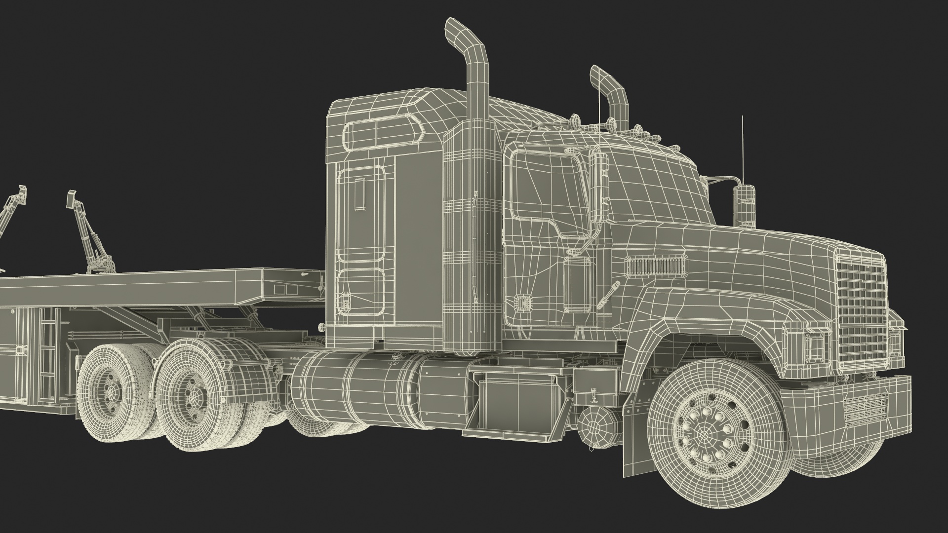Freight Truck with Concrete Panel Semi Trailer Empty Rigged 3D model