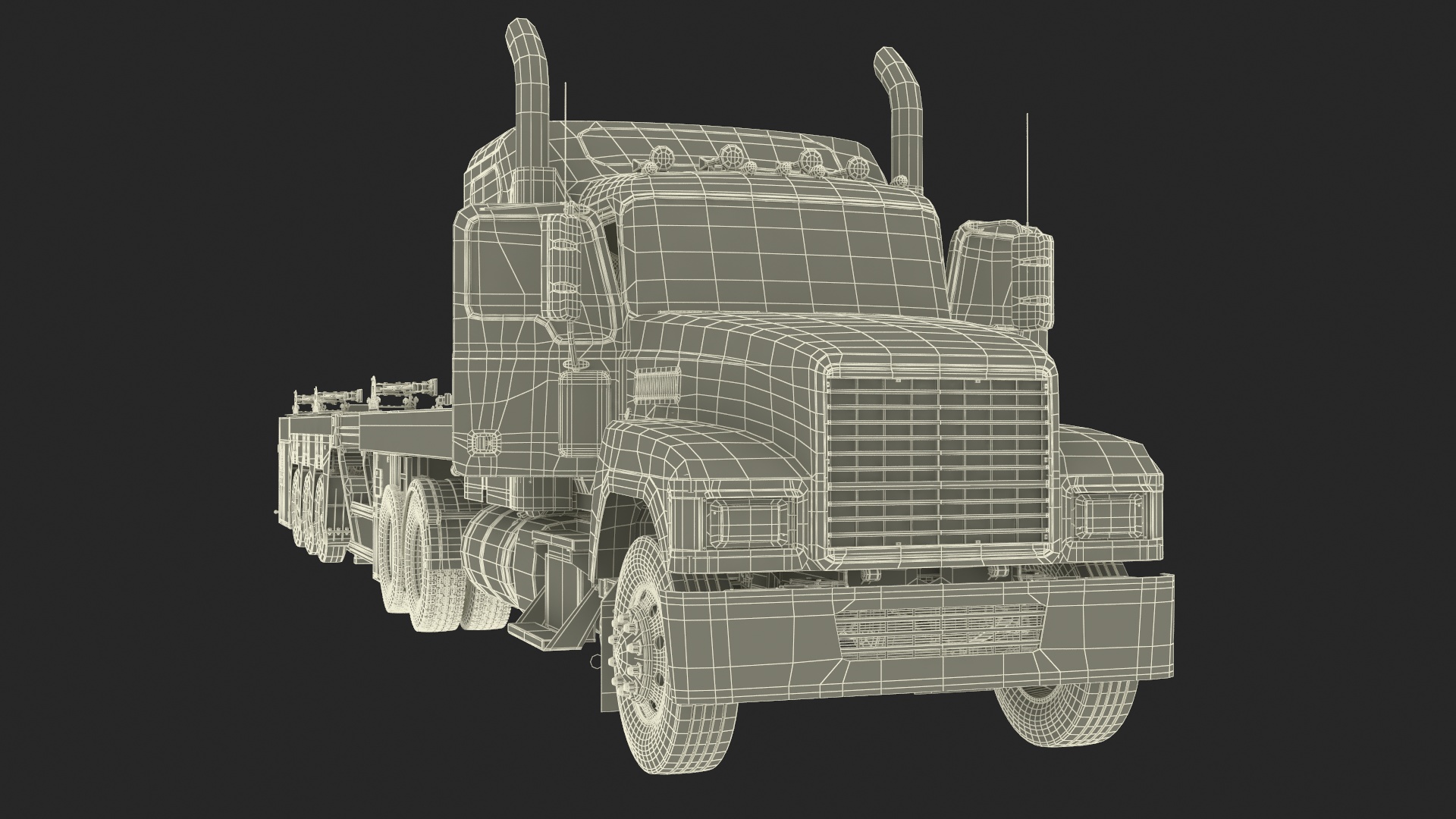 Freight Truck with Concrete Panel Semi Trailer Empty Rigged 3D model