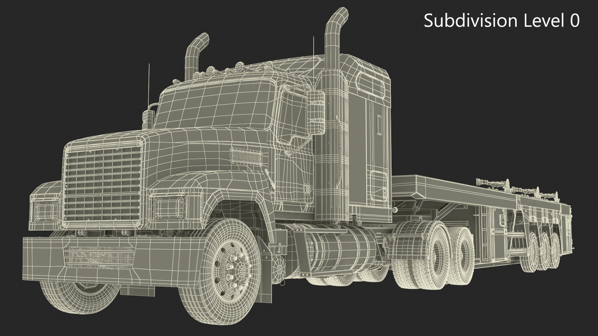 Freight Truck with Concrete Panel Semi Trailer Empty Rigged 3D model