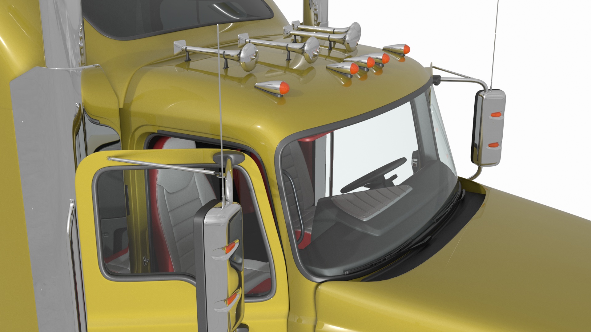 Freight Truck with Concrete Panel Semi Trailer Empty Rigged 3D model