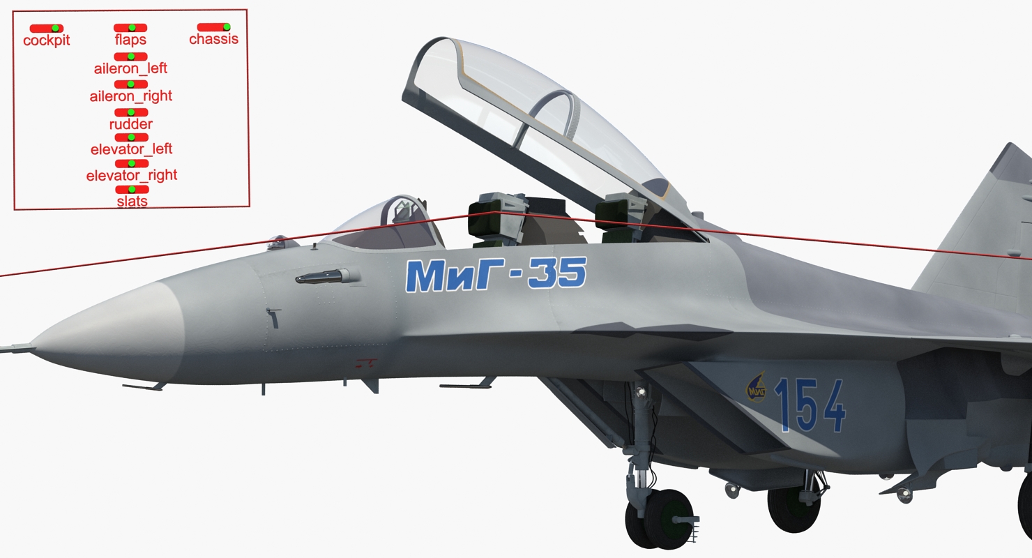 Fighter Mikoyan MiG 35 or Fulcrum F Rigged 3D