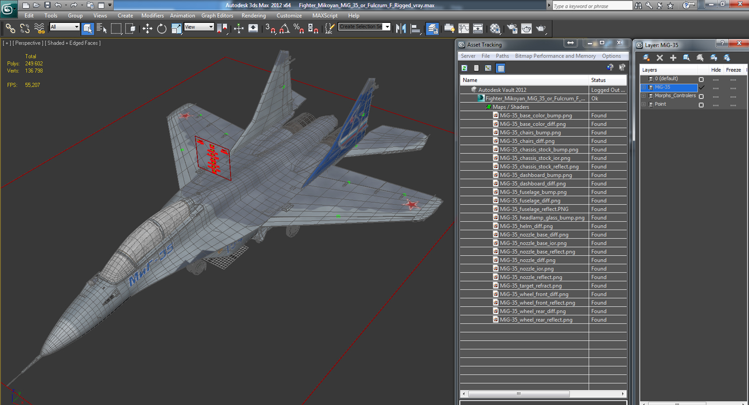 Fighter Mikoyan MiG 35 or Fulcrum F Rigged 3D