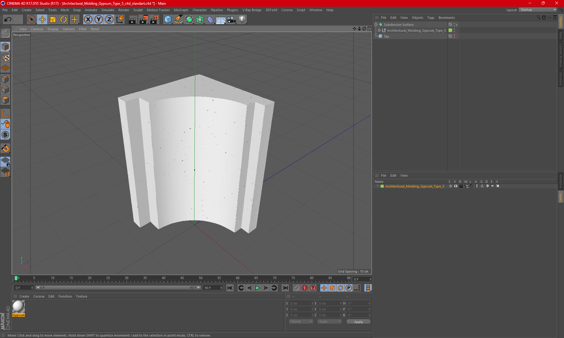 3D model Architectural Molding Gypsum Type 5