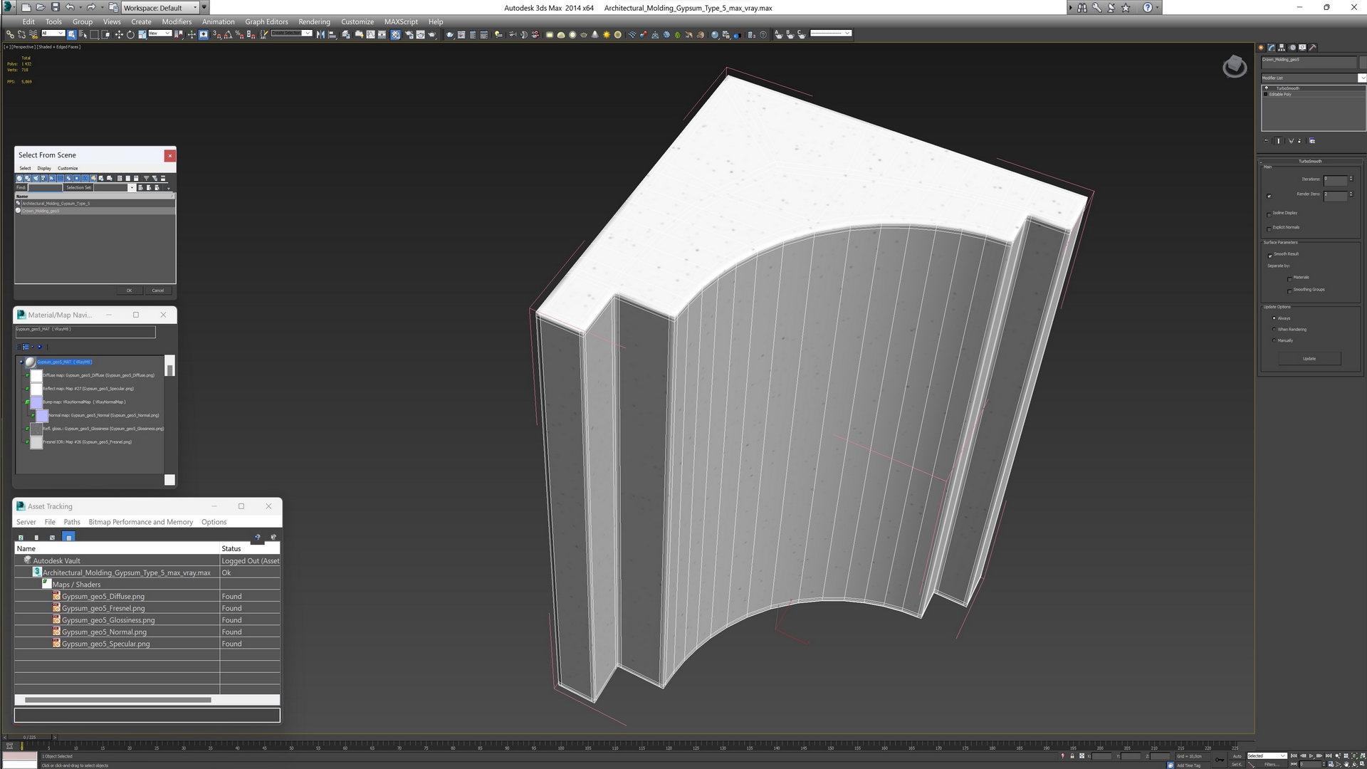 3D model Architectural Molding Gypsum Type 5