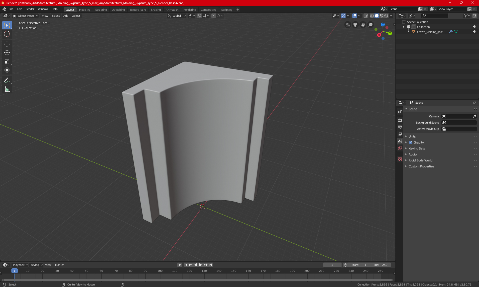 3D model Architectural Molding Gypsum Type 5