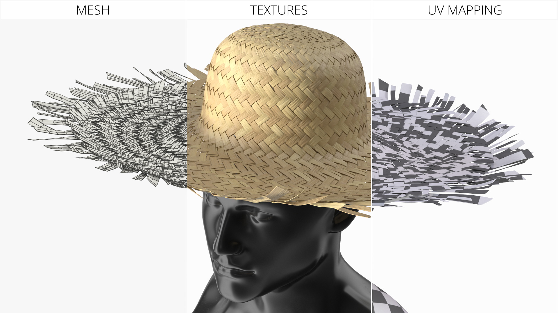 Woven Straw Sun Hat on Mannequin Head, view 7