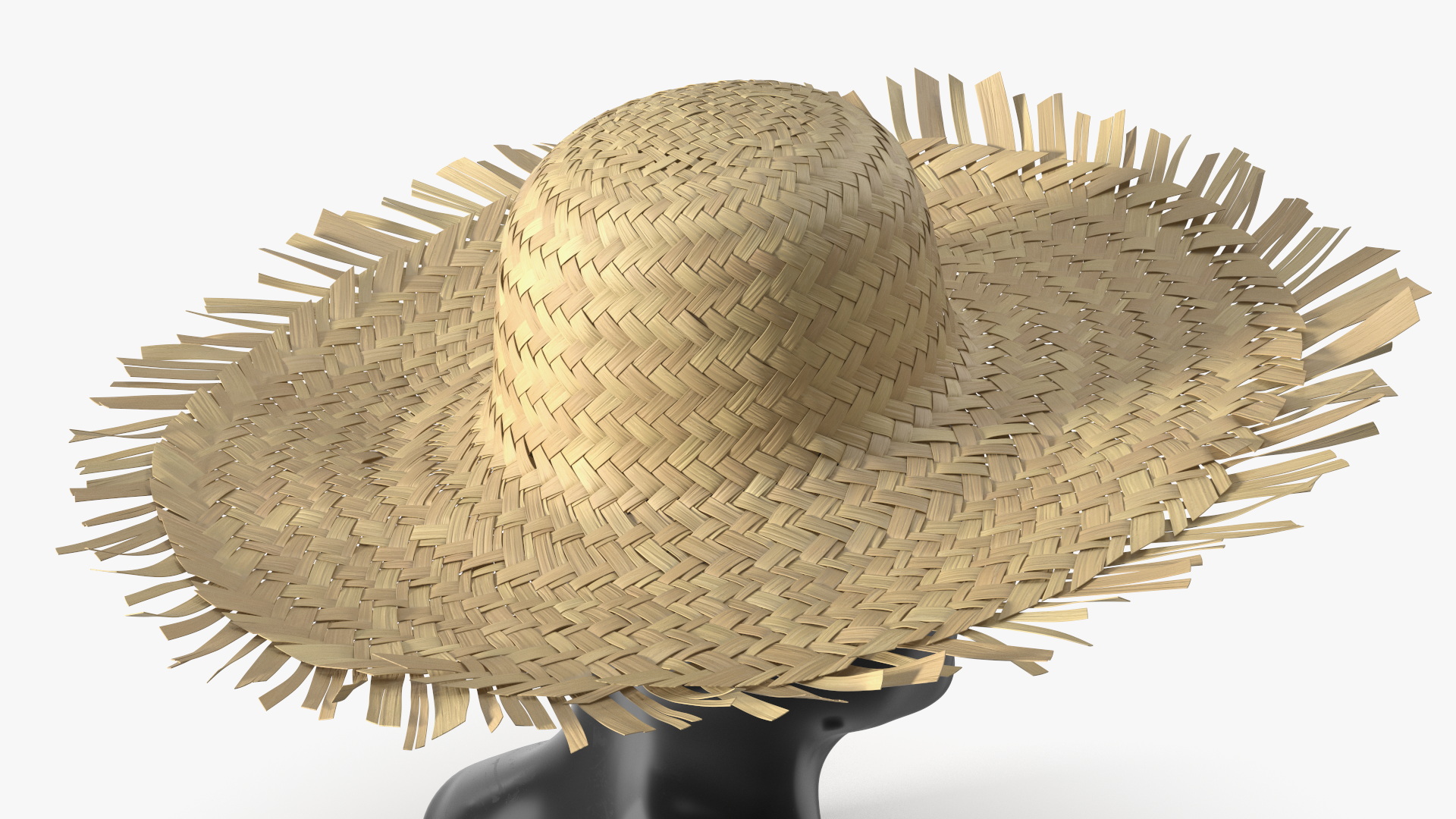 Woven Straw Sun Hat on Mannequin Head, view 4