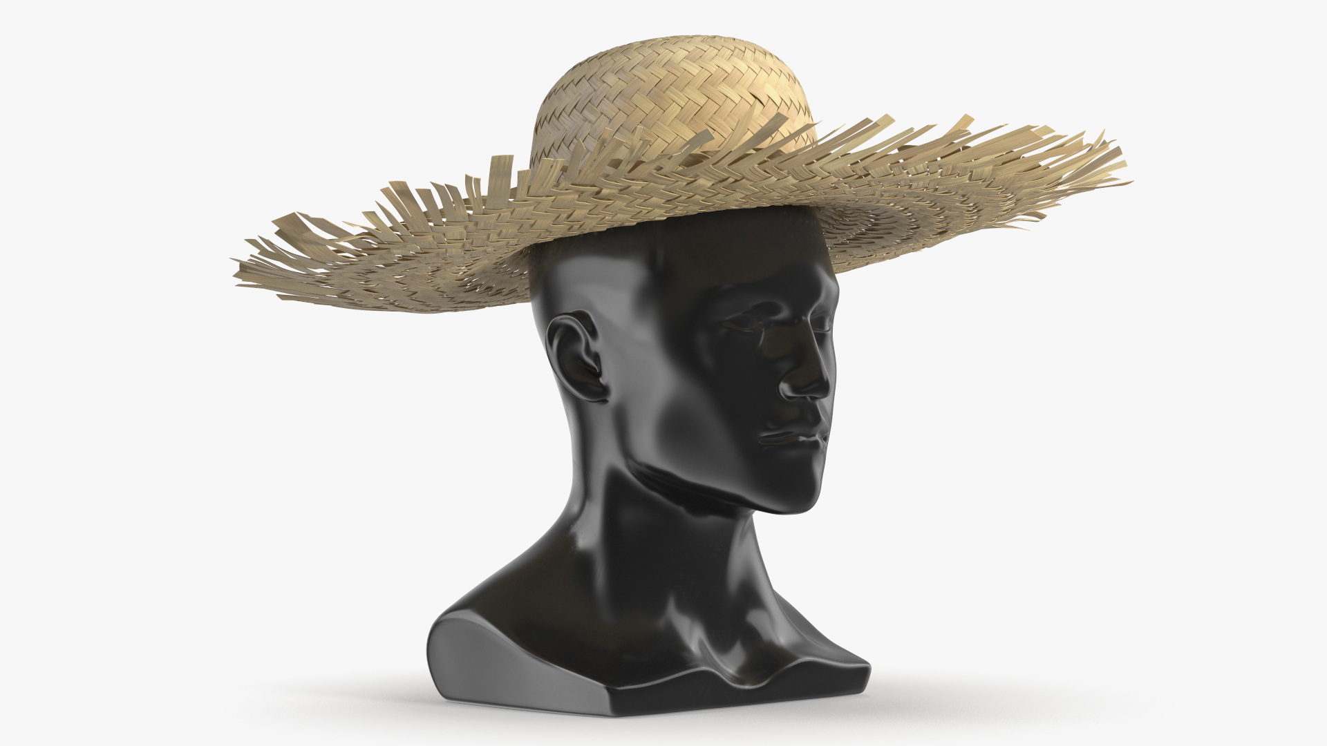 Woven Straw Sun Hat on Mannequin Head, view 2