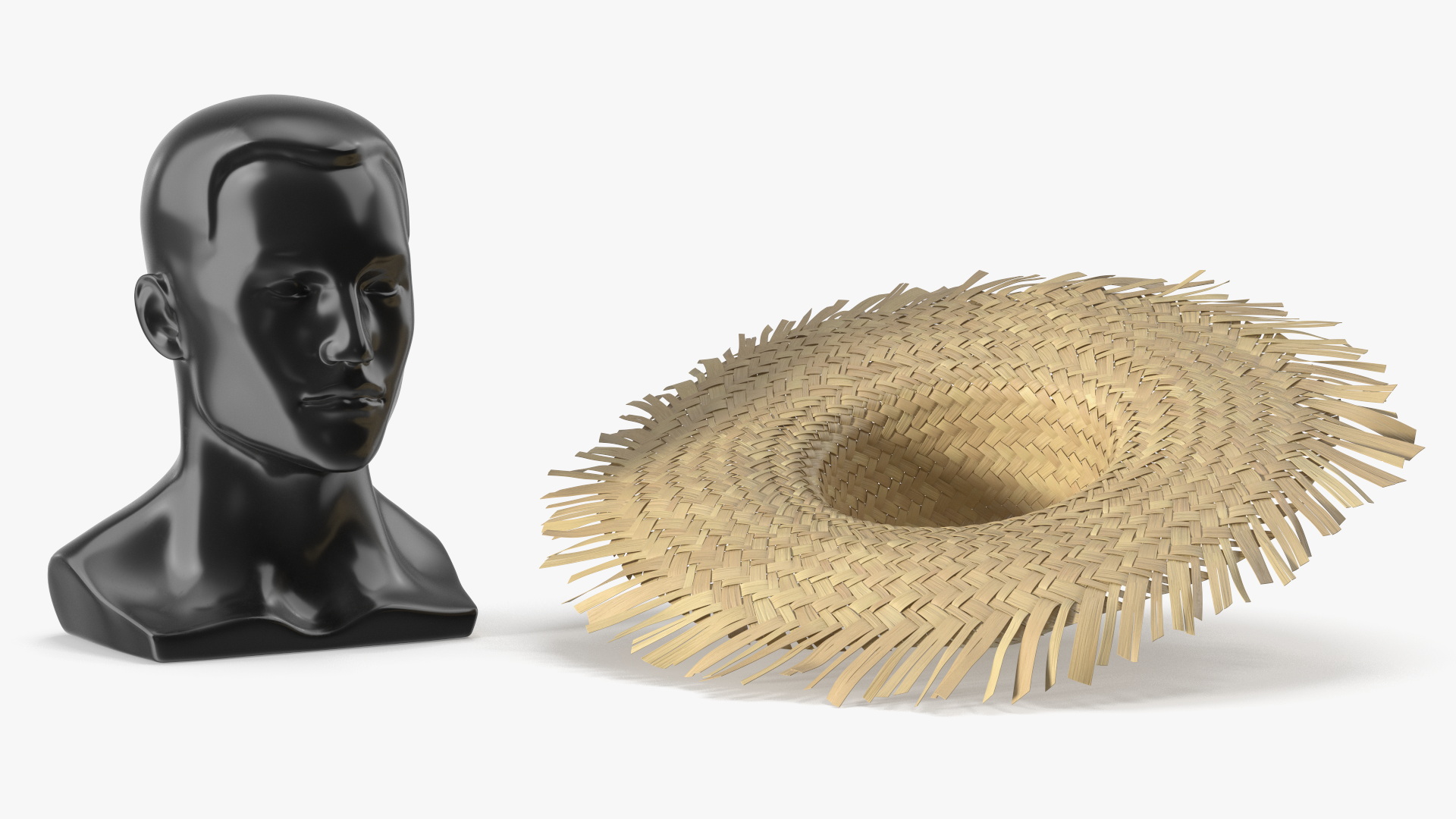 Woven Straw Sun Hat on Mannequin Head, view 5