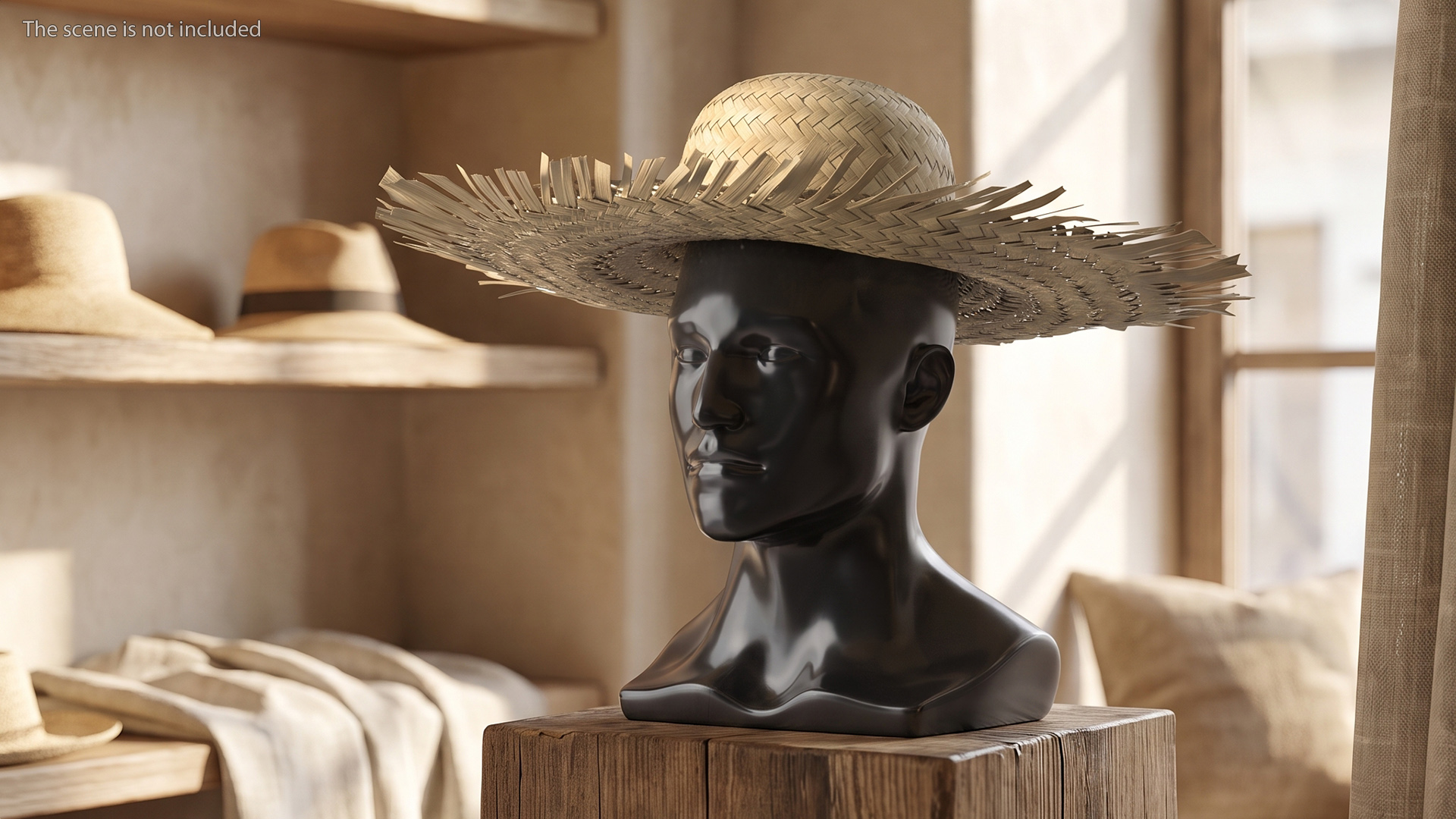 Woven Straw Sun Hat on Mannequin Head