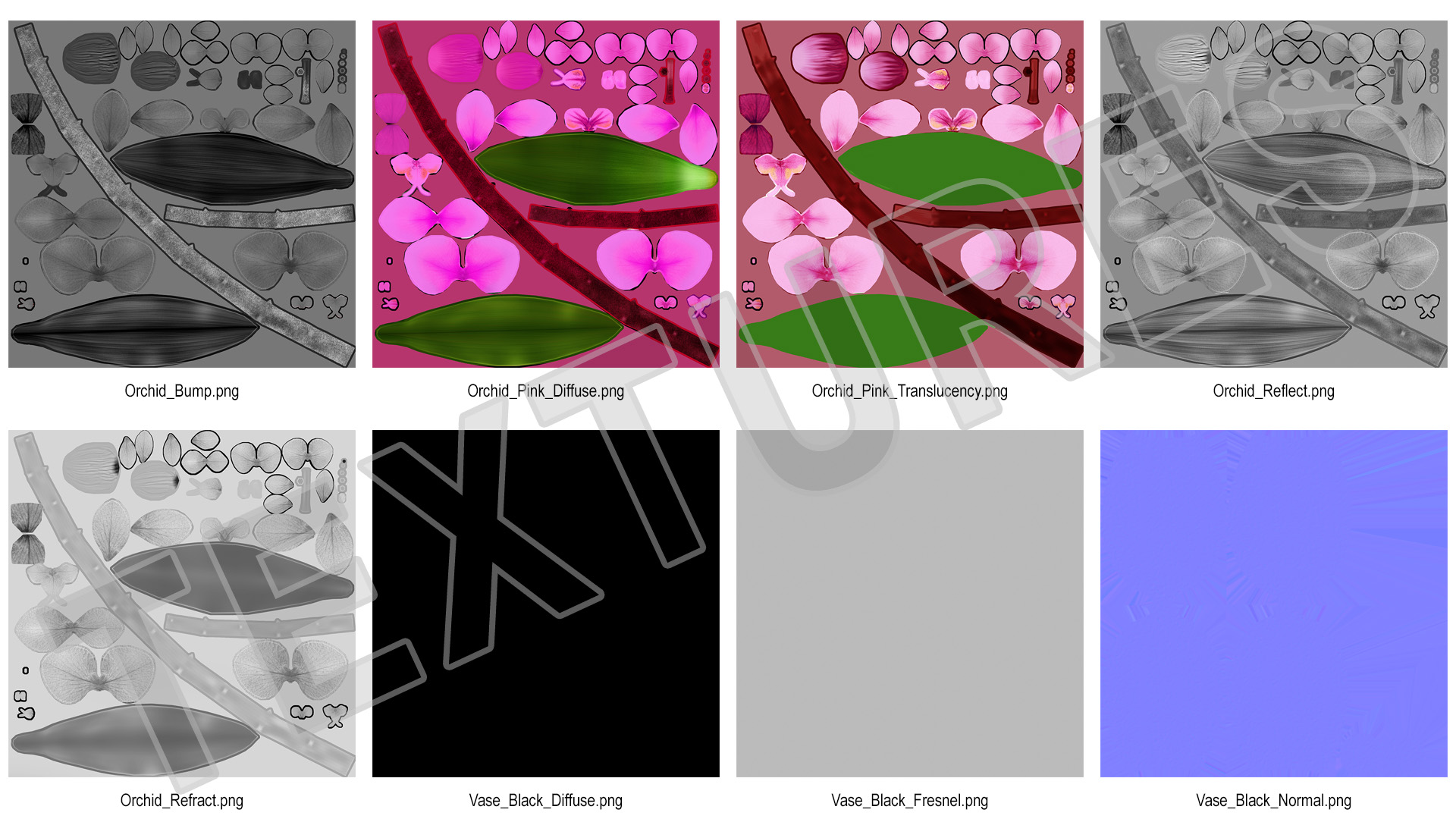 3D model Pink Orchid in Black Vase