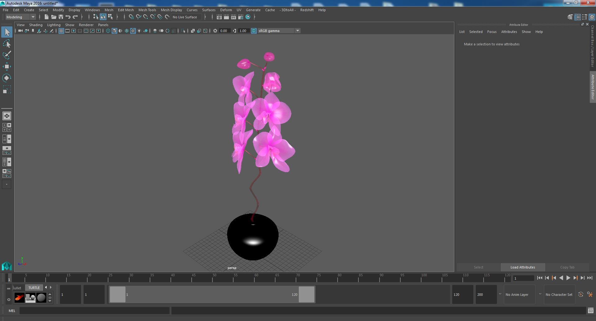 3D model Pink Orchid in Black Vase