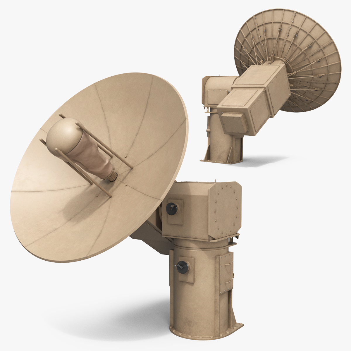 High Gain Radar Dish Antenna Module Desert 3D model preview