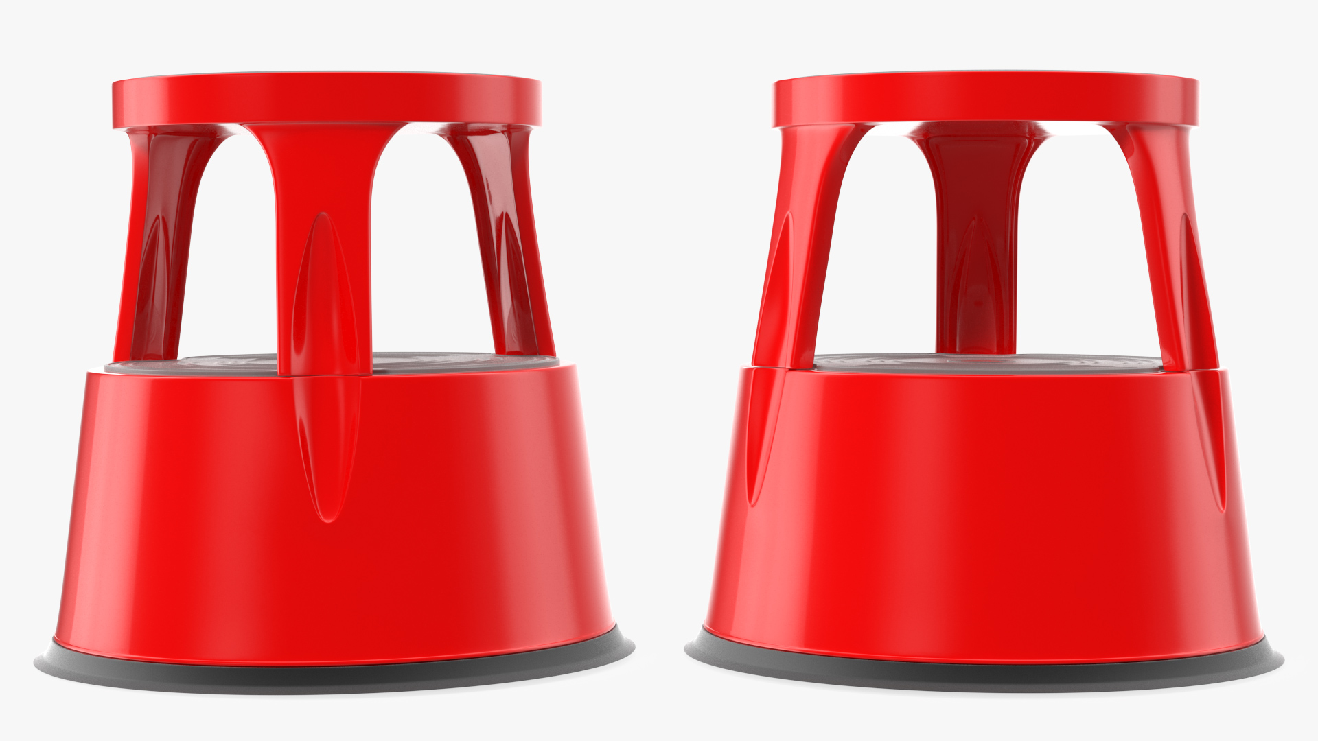 Mobile Kick Stool Steel Red 3D