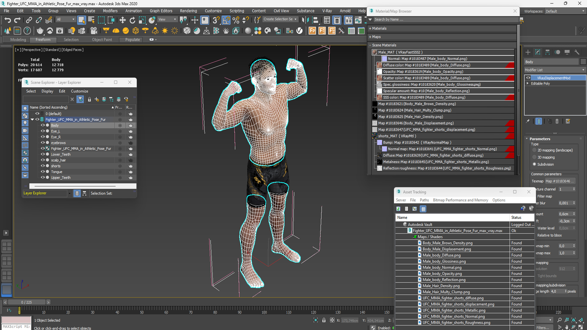 3D Fighter UFC MMA in Athletic Pose Fur