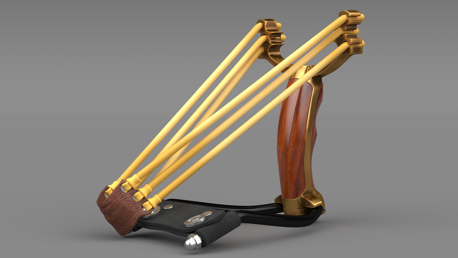 Stretched Folding Slingshot Wood 3D