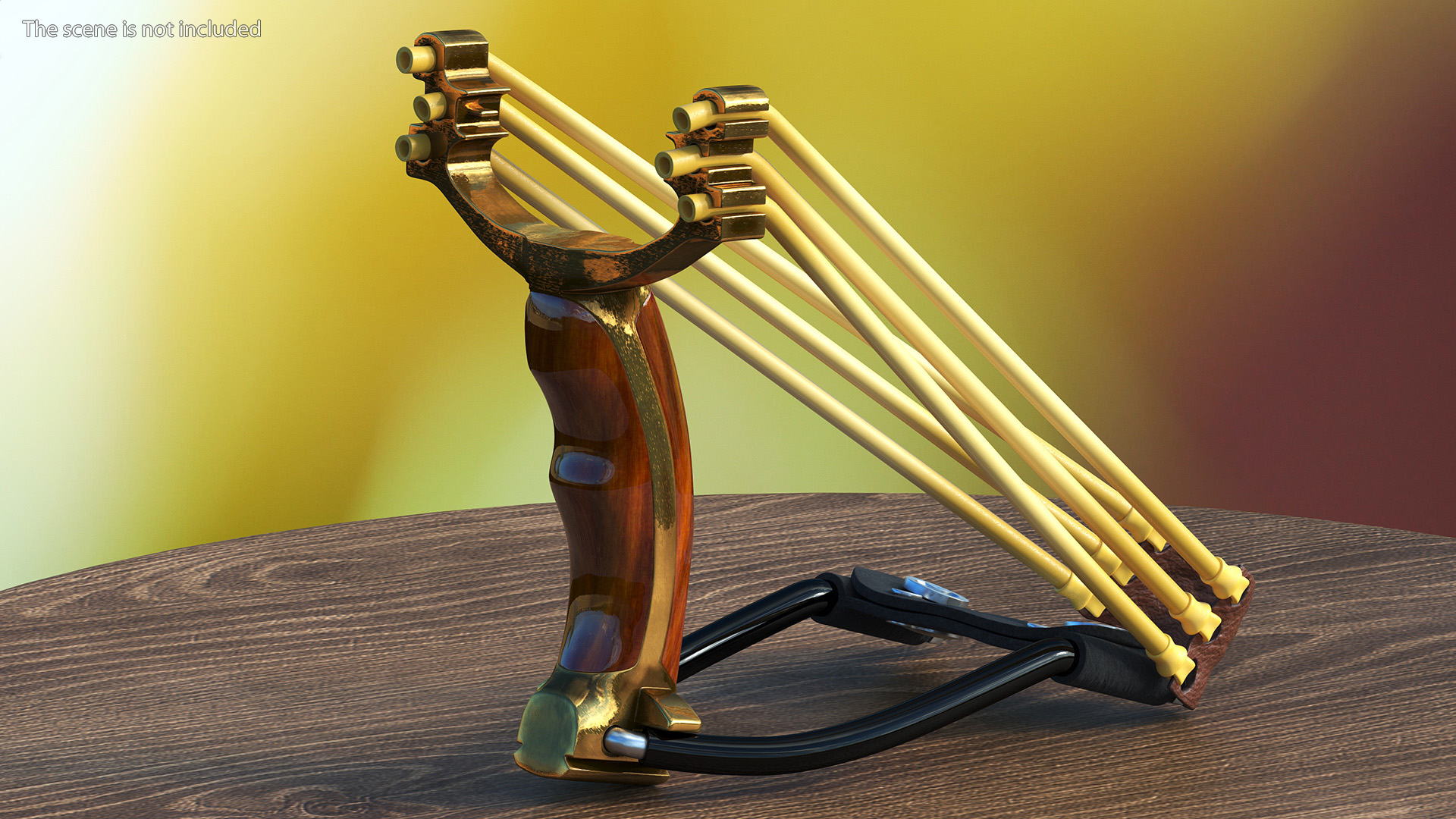 Stretched Folding Slingshot Wood 3D