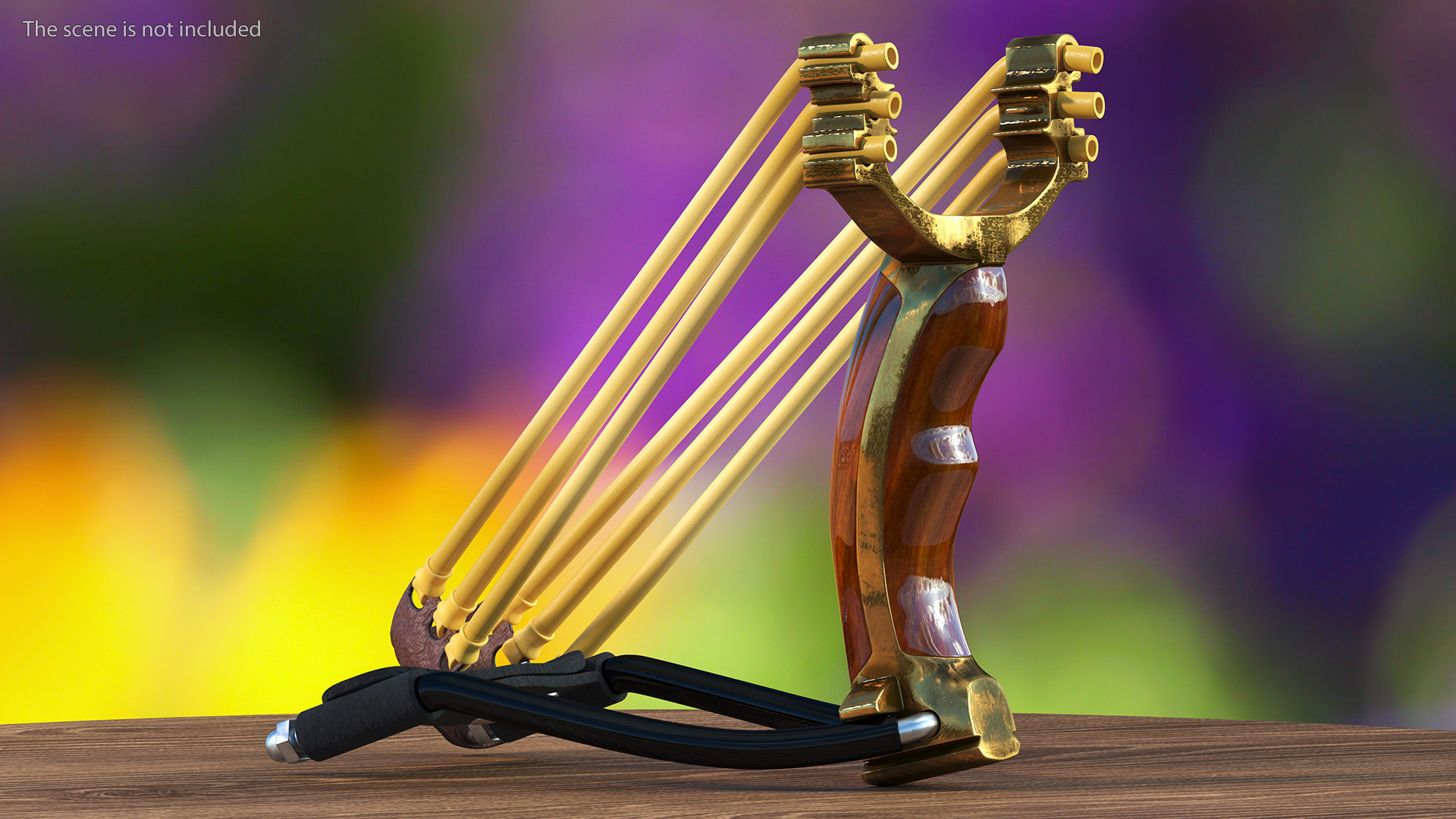 Stretched Folding Slingshot Wood 3D