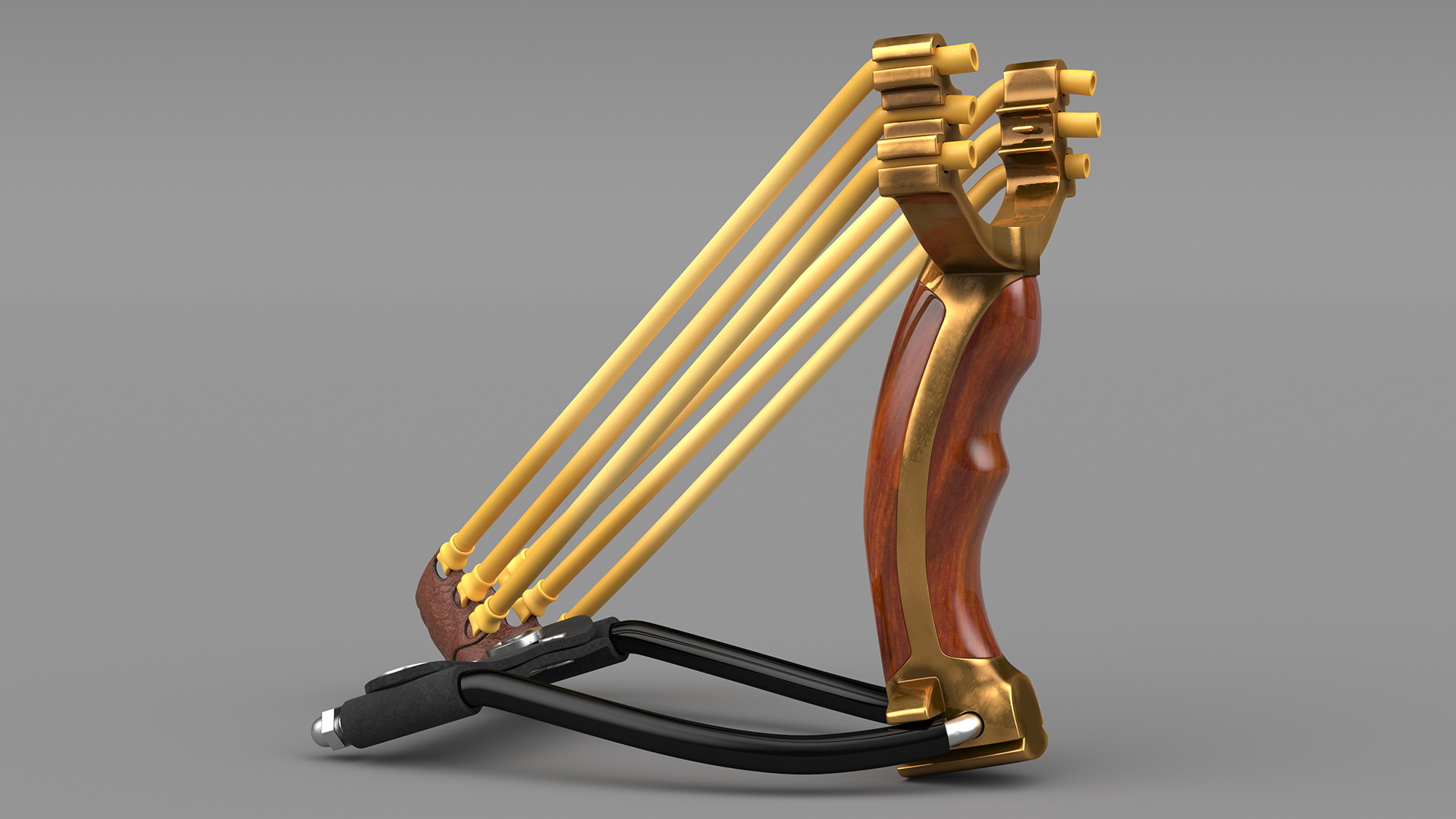 Stretched Folding Slingshot Wood 3D