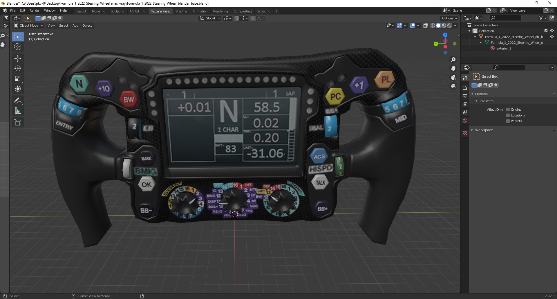 Formula 1 2022 Steering Wheel 3D model