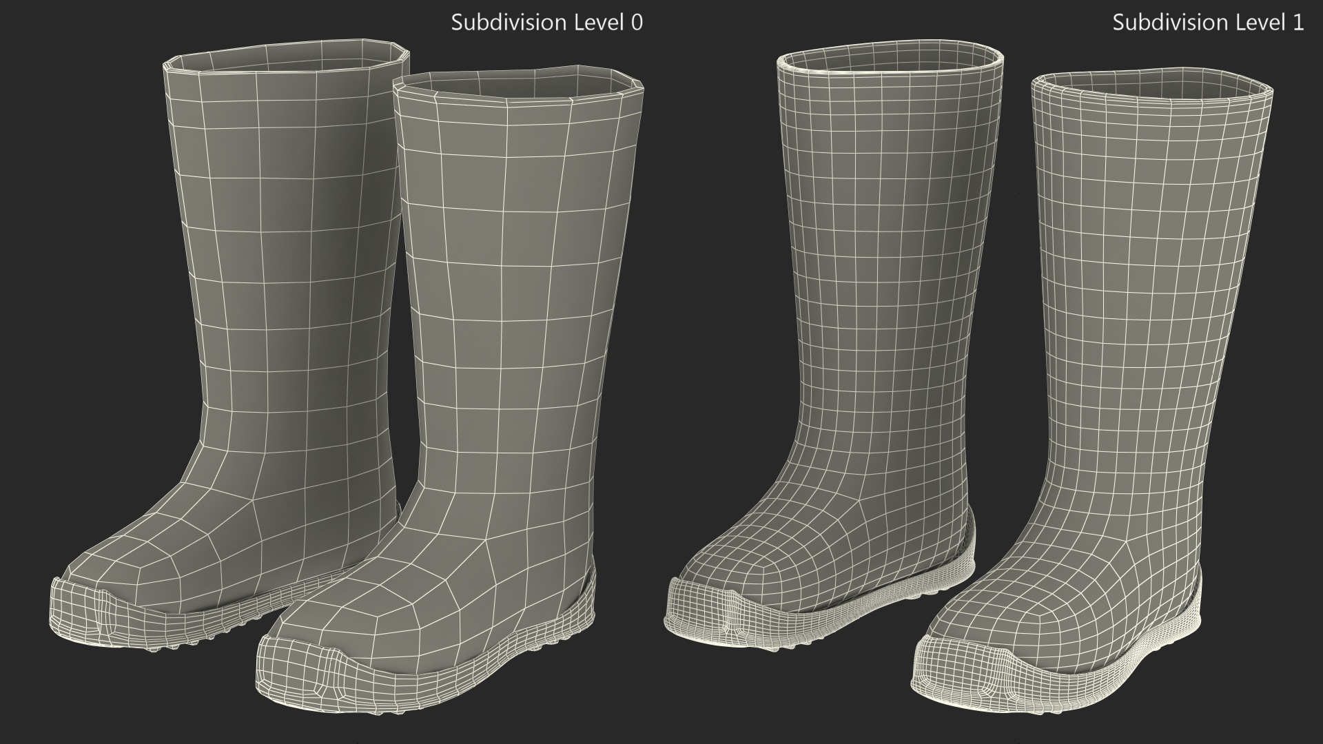 Warm Rustic Felt Boots With Rubber Soles Fur 3D model