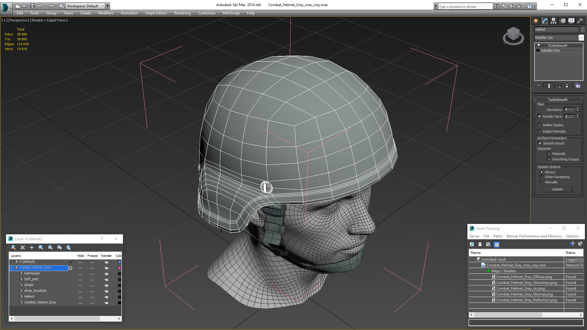 3D Combat Helmet Gray model