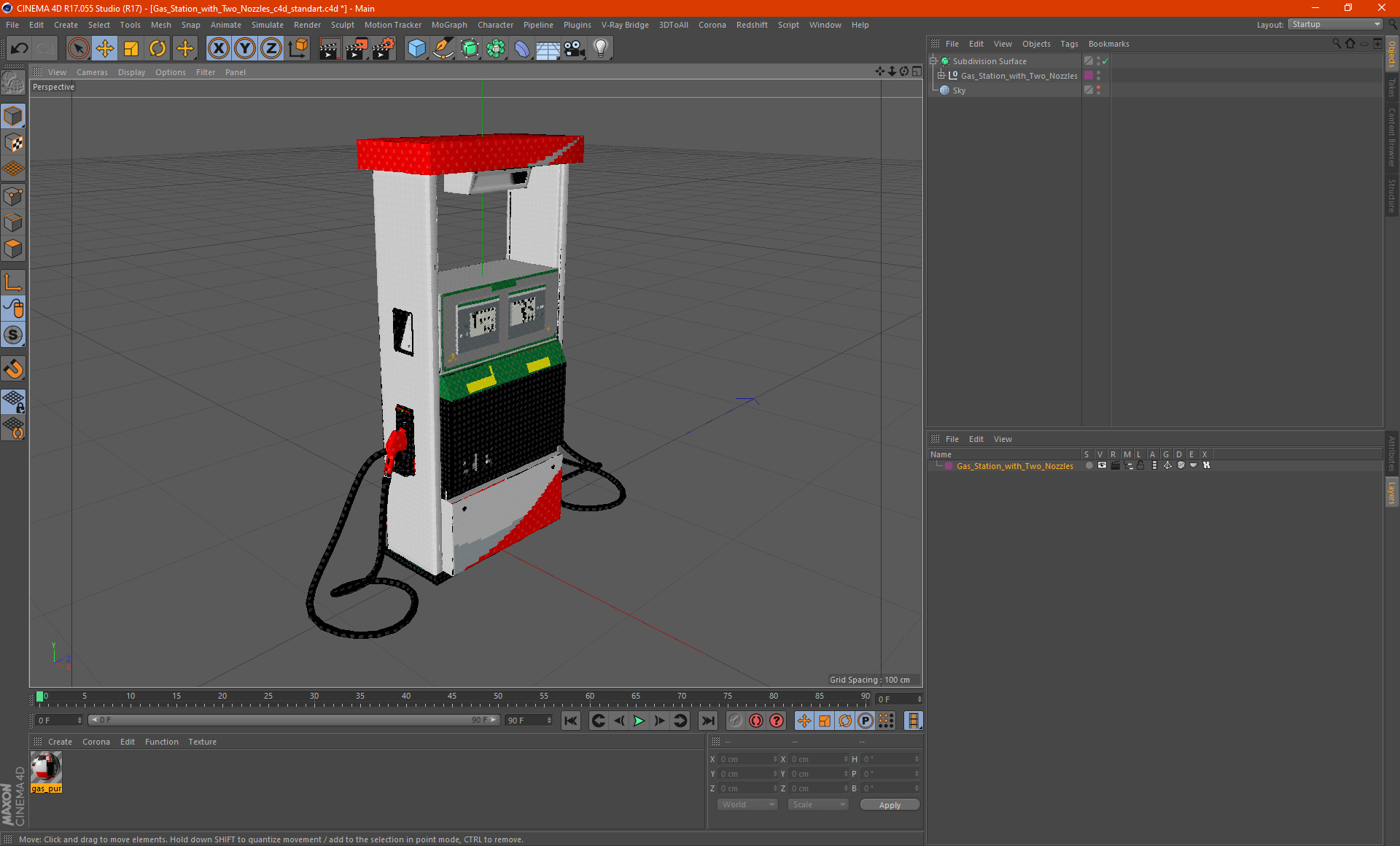 3D Gas Station with Two Nozzles model