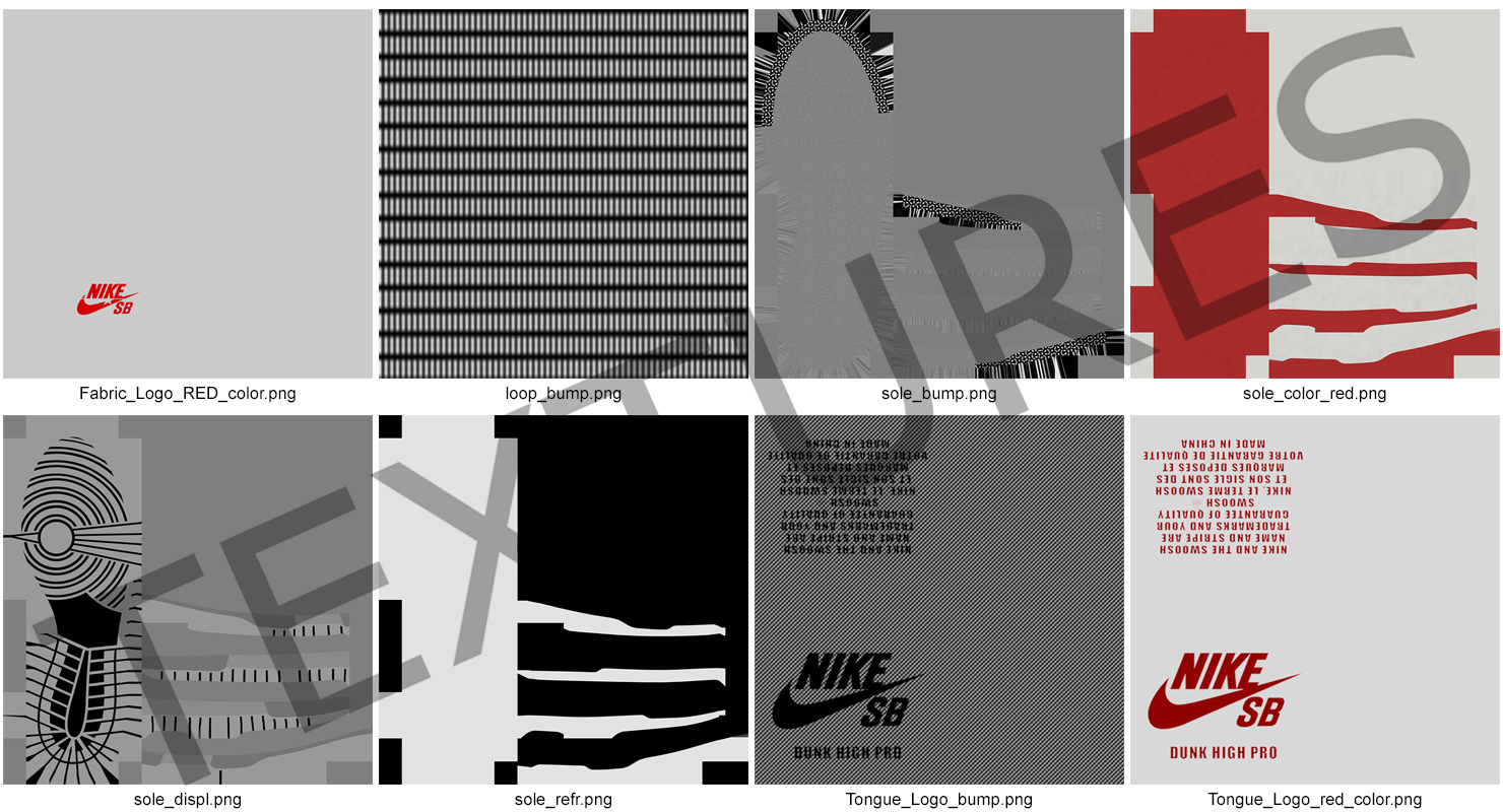 3D Nike Skateboarding Shoe Dunk High Pro Red
