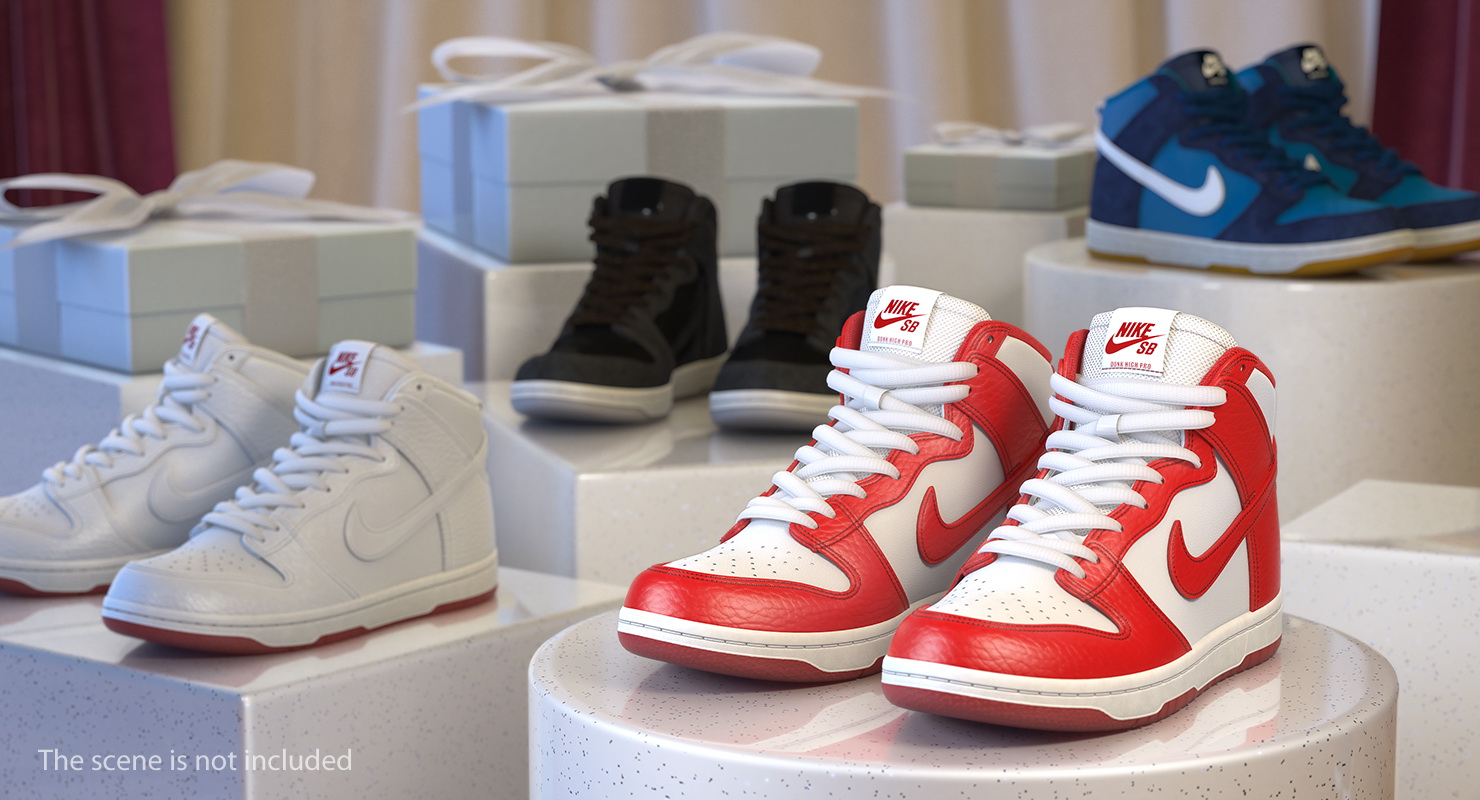 3D Nike Skateboarding Shoe Dunk High Pro Red